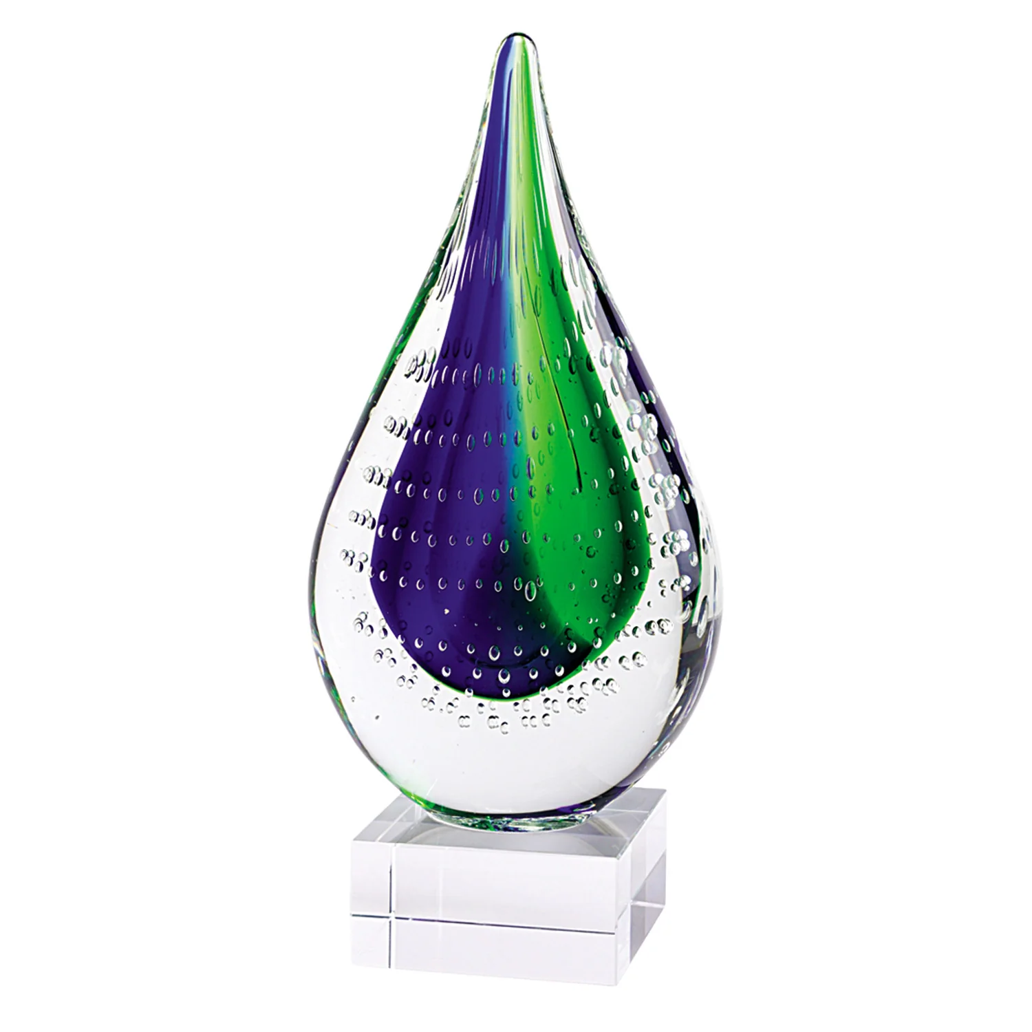 11 Mouth Blown Teardrop Centerpiece on Crystal Base By Homeroots - 376116 - Image 3