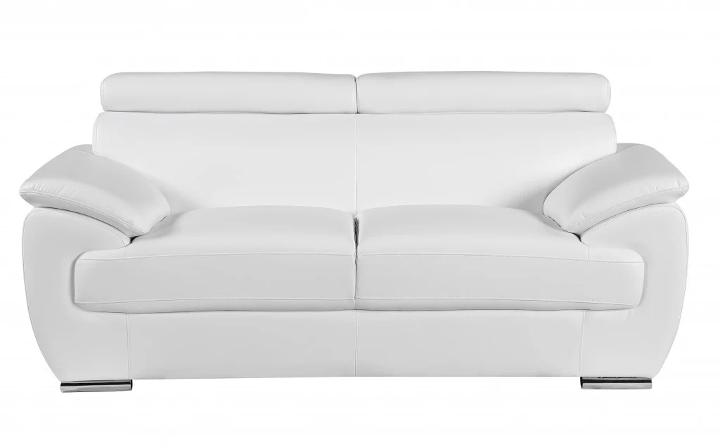 114" Captivating White Leather Sofa Set By Homeroots - Image 4