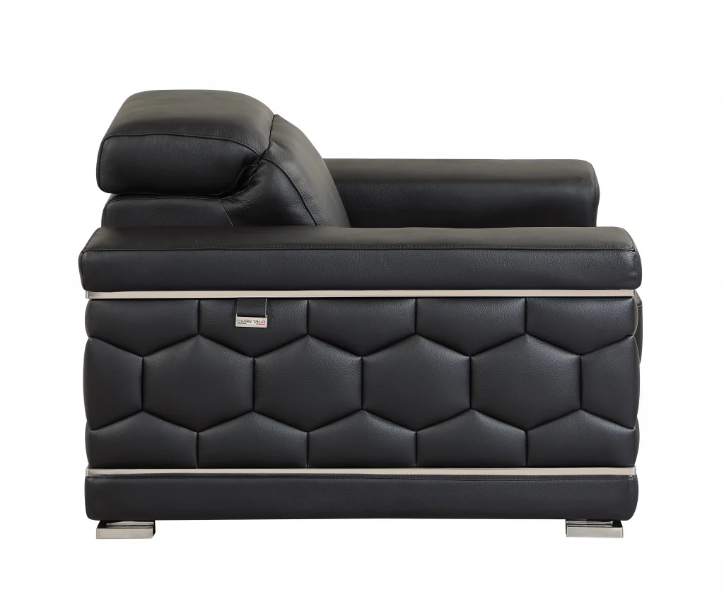 114" Sturdy Black Leather Sofa Set By Homeroots - Image 6