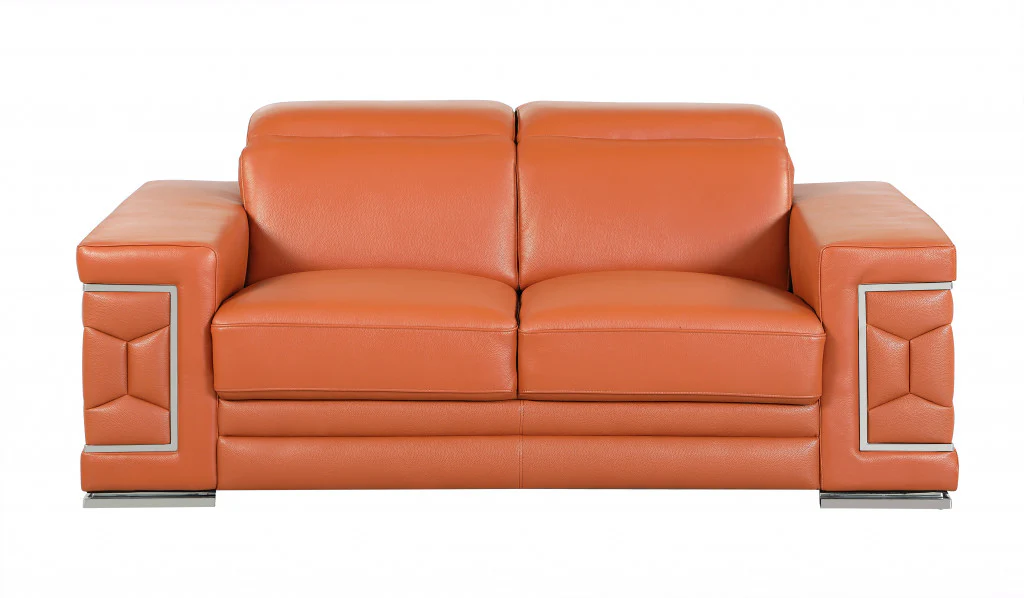 114" Sturdy Camel Leather Sofa Set By Homeroots - Image 4