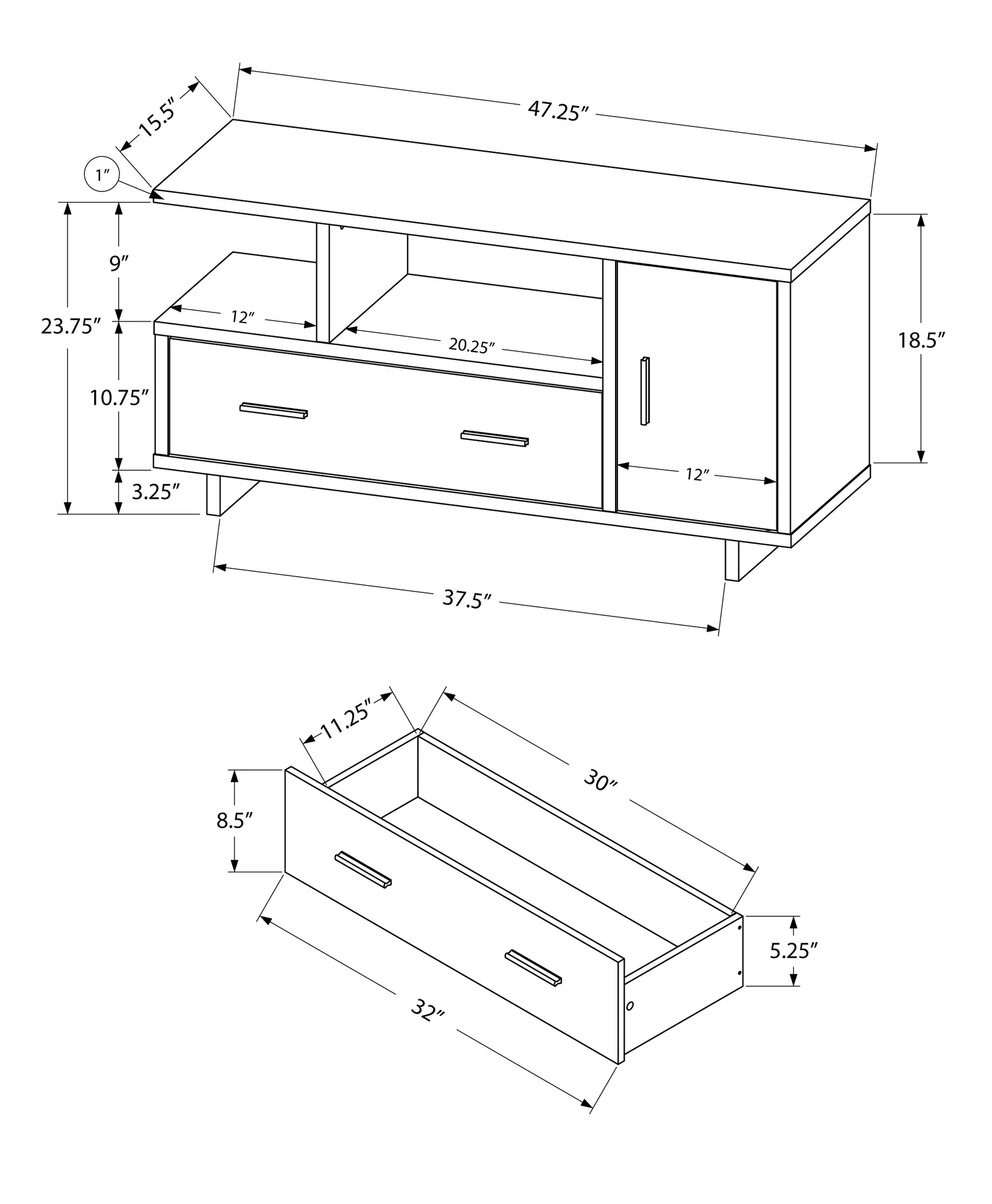 15.5" X 47.25" X 23.75" Cappuccinotaupe Reclaimed Wood Look  TV Stand By Homeroots - Image 3