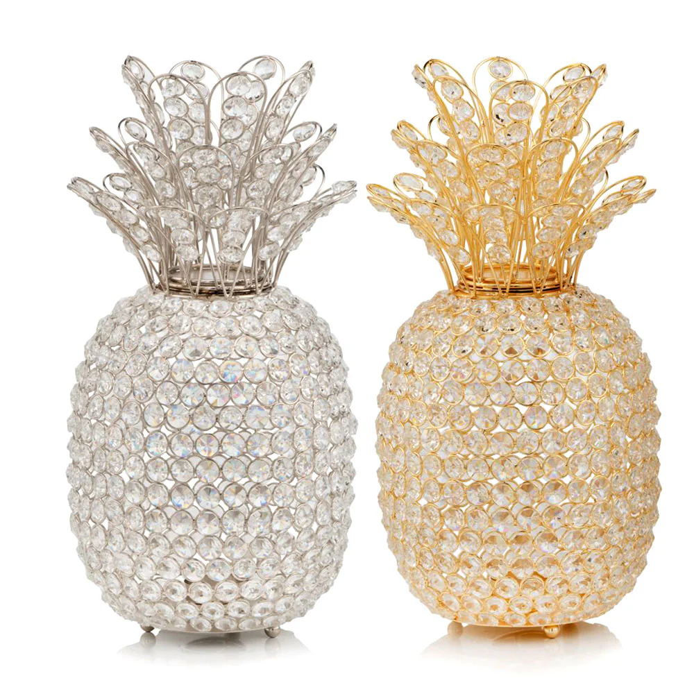 15" Gold Pineapple Faux Crystal Sculpture By Homeroots - Image 3