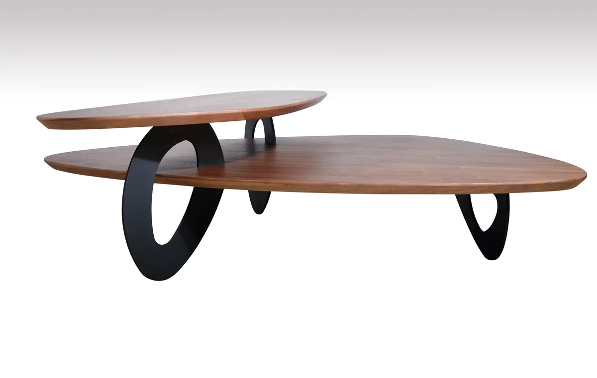 15' Walnut Veneer and Metal Coffee Table By Homeroots