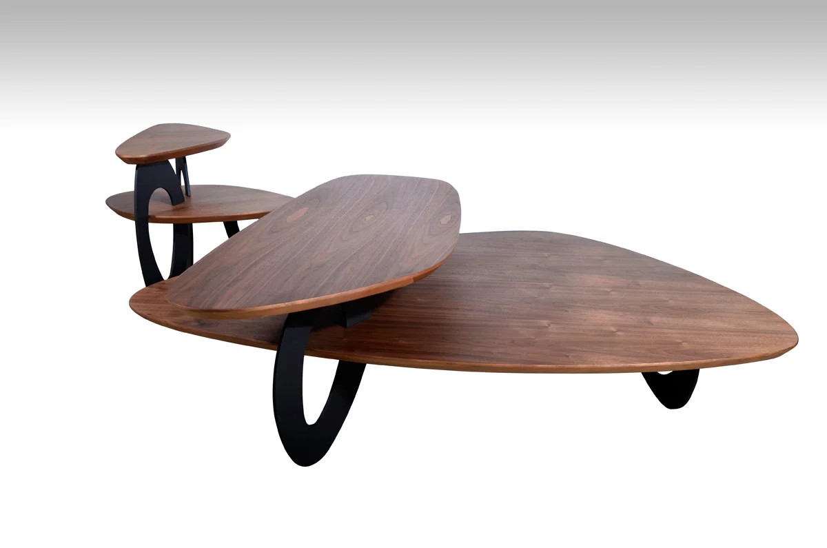 15' Walnut Veneer and Metal Coffee Table By Homeroots - Image 3