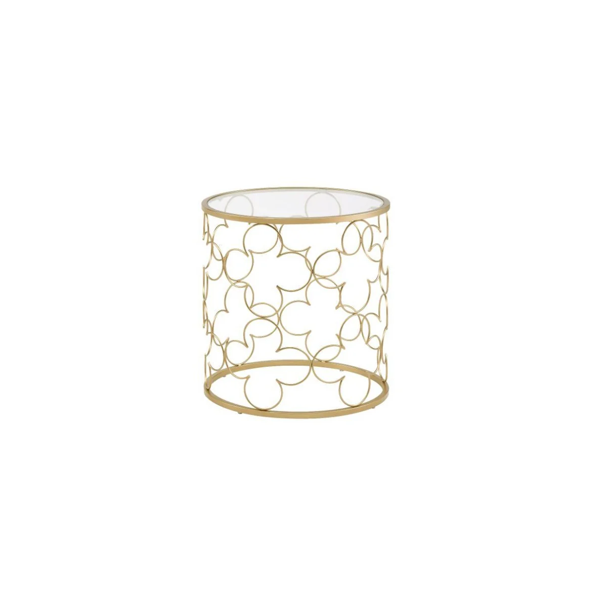 20" Gold And Clear Glass Round Nested Coffee Tables By Homeroots
