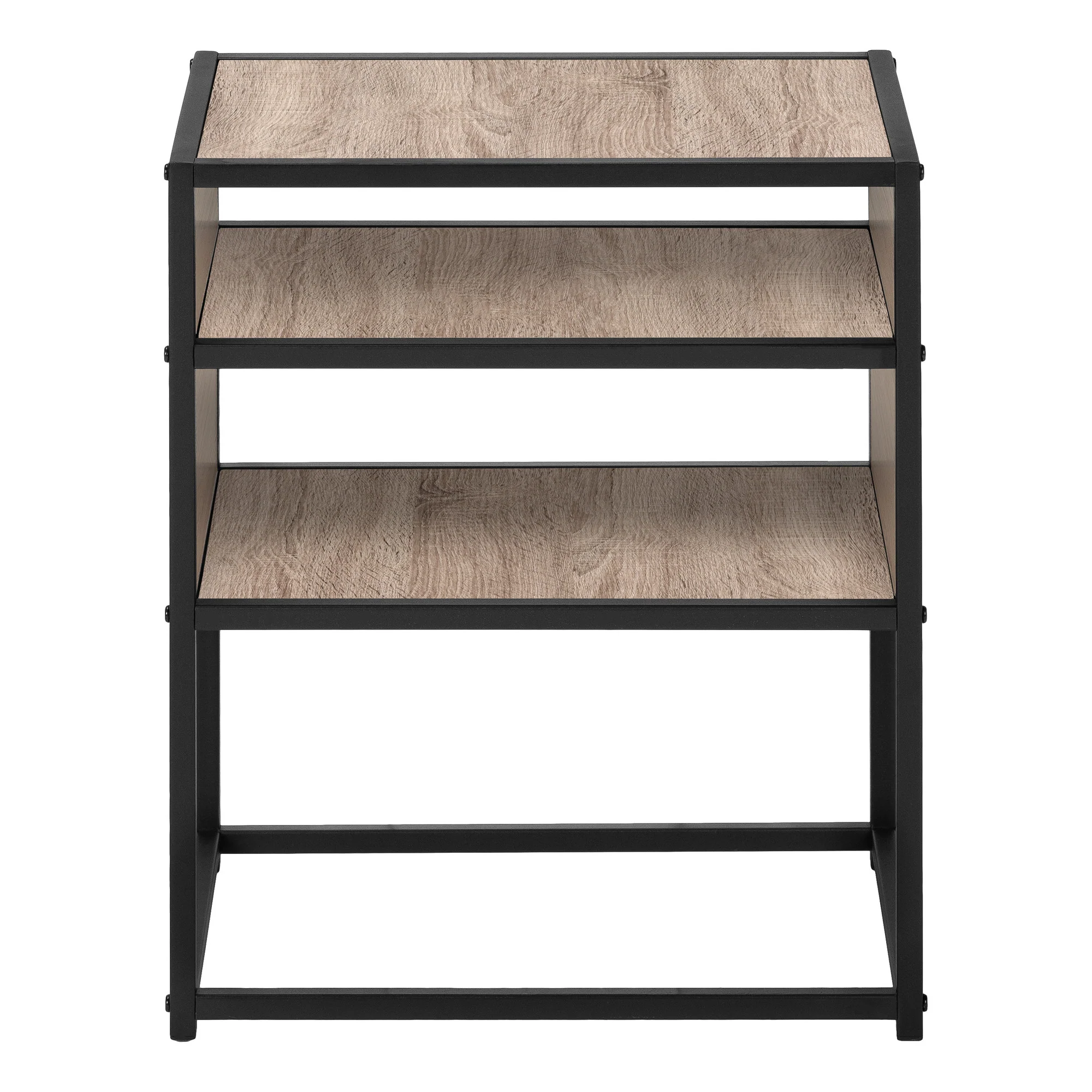 22" Black And Dark Taupe End Table With Two Shelves By Homeroots - Image 2