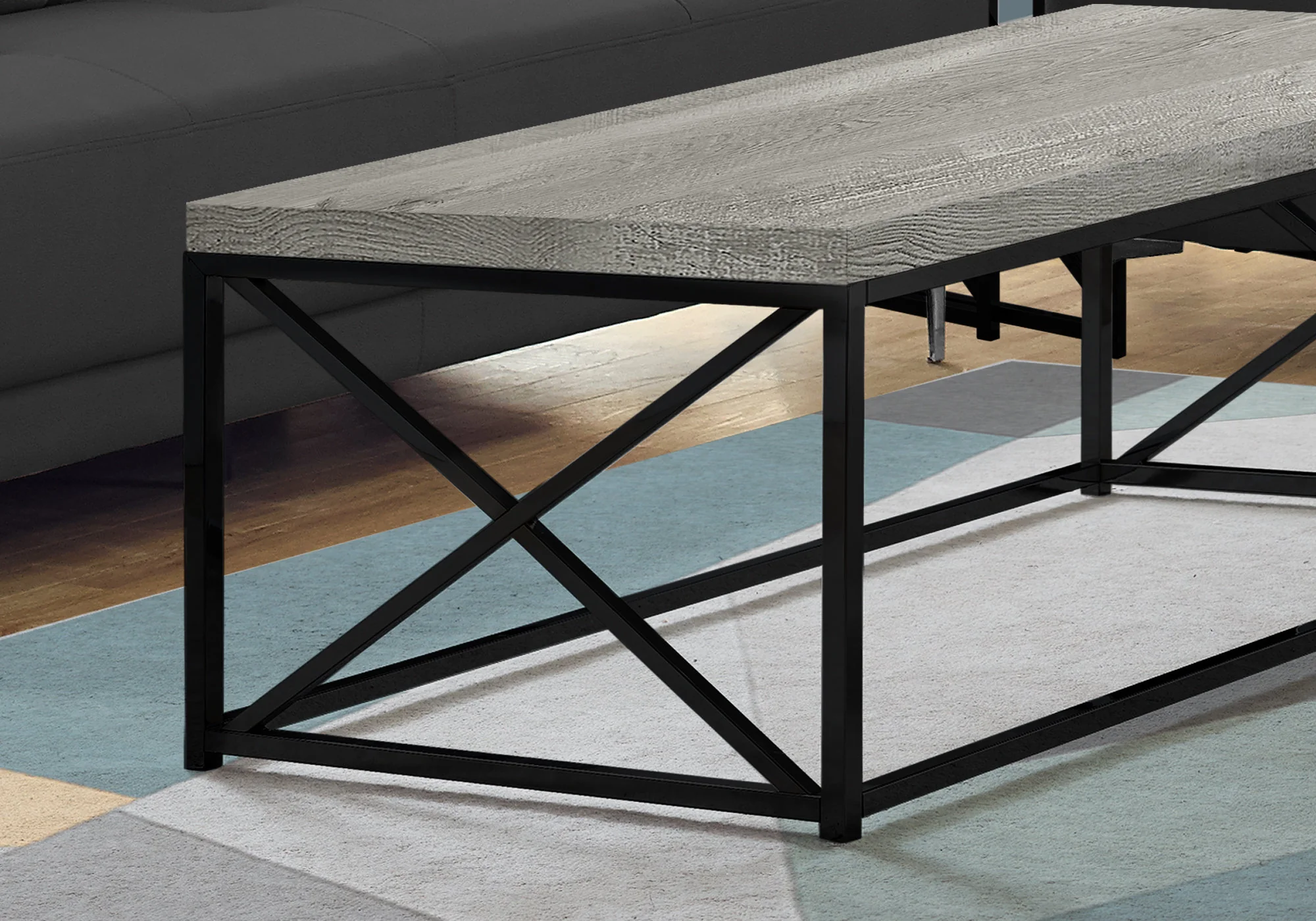 22" X 44" X 17" Grey Black Particle Board Metal Coffee Table By Homeroots - Image 2
