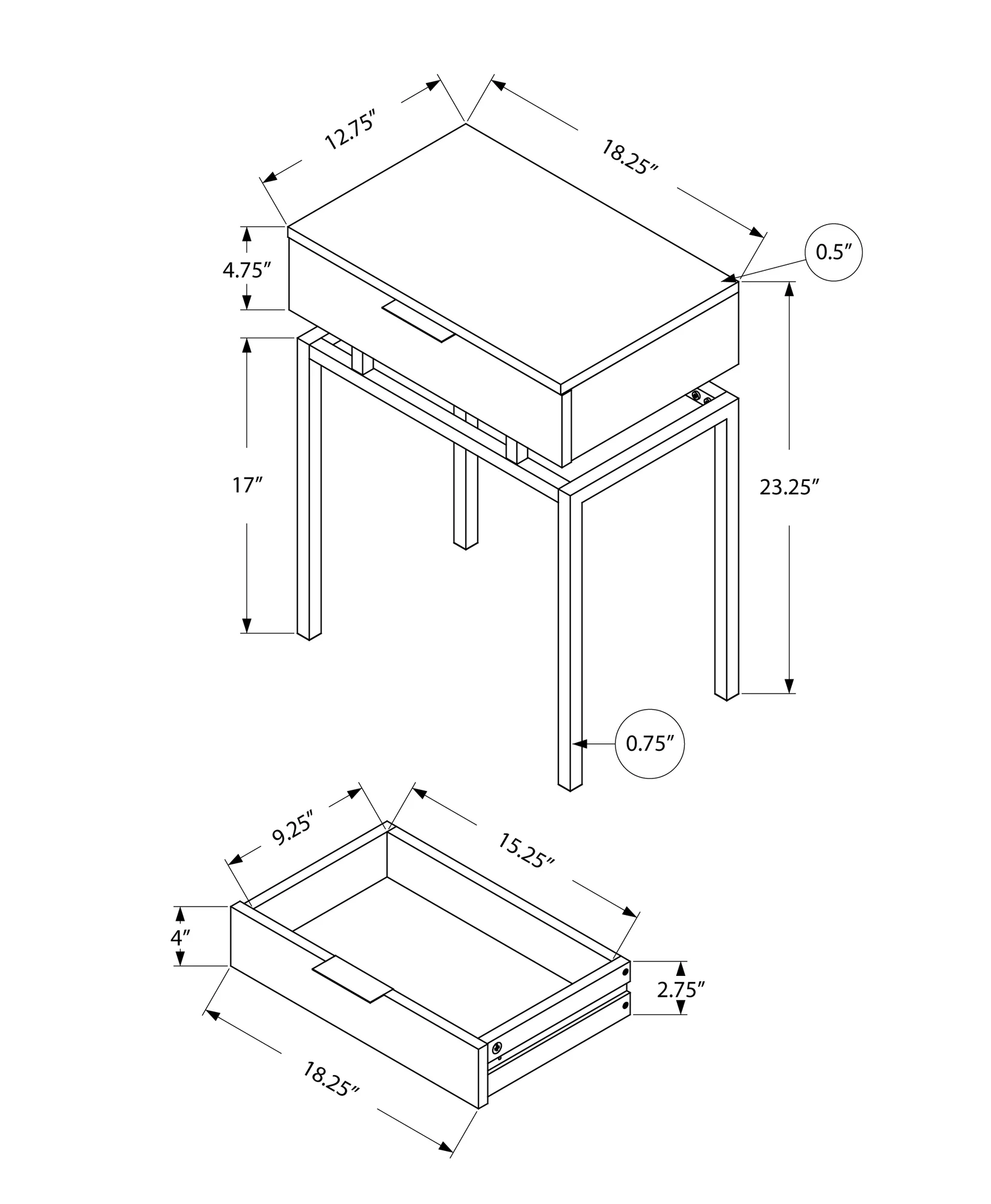 23" Gold And Beige End Table With Drawer By Homeroots - Image 3
