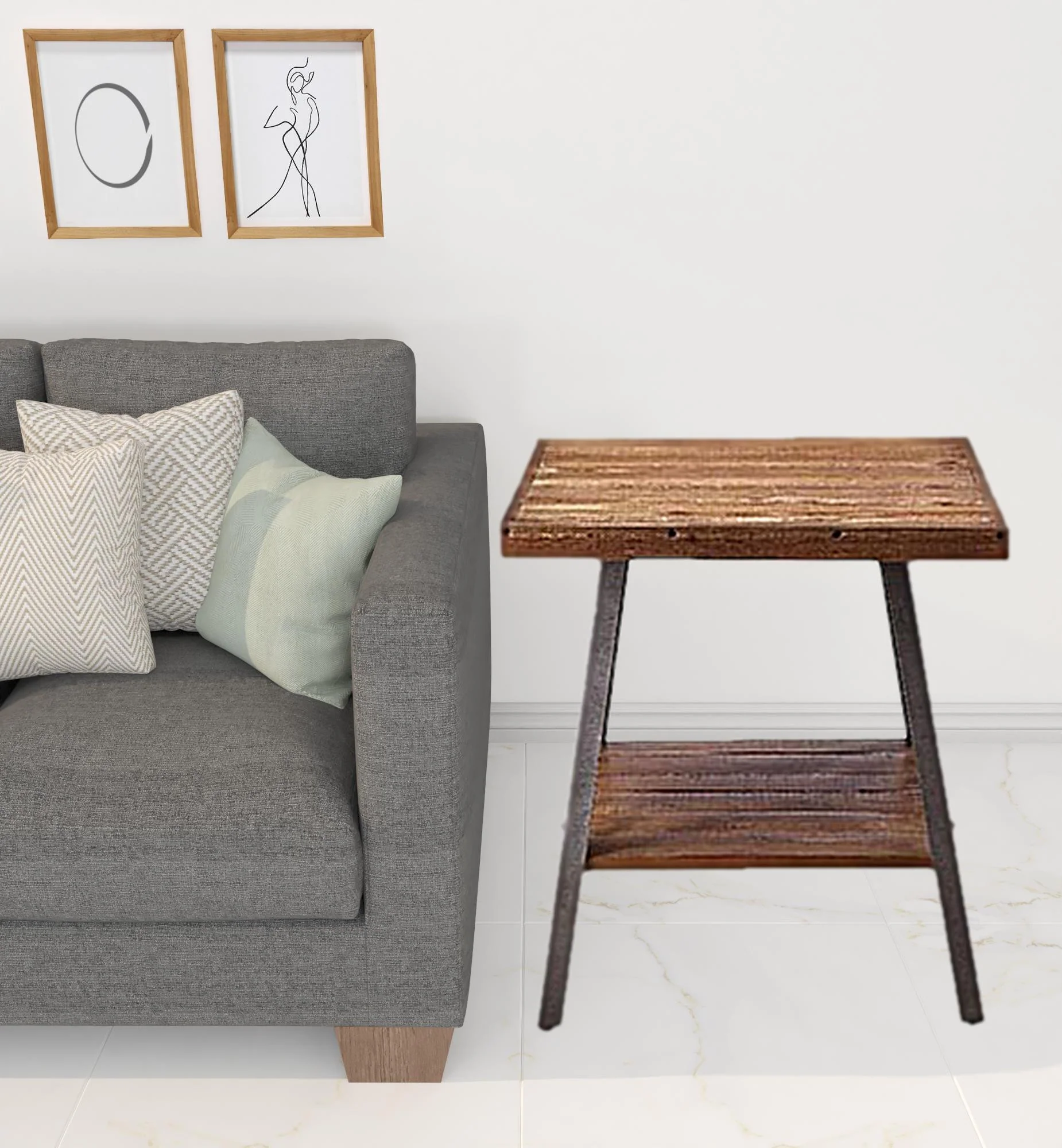 23" Sandy Black And Weathered Oak Manufactured Wood Rectangular End Table With Shelf By Homeroots
