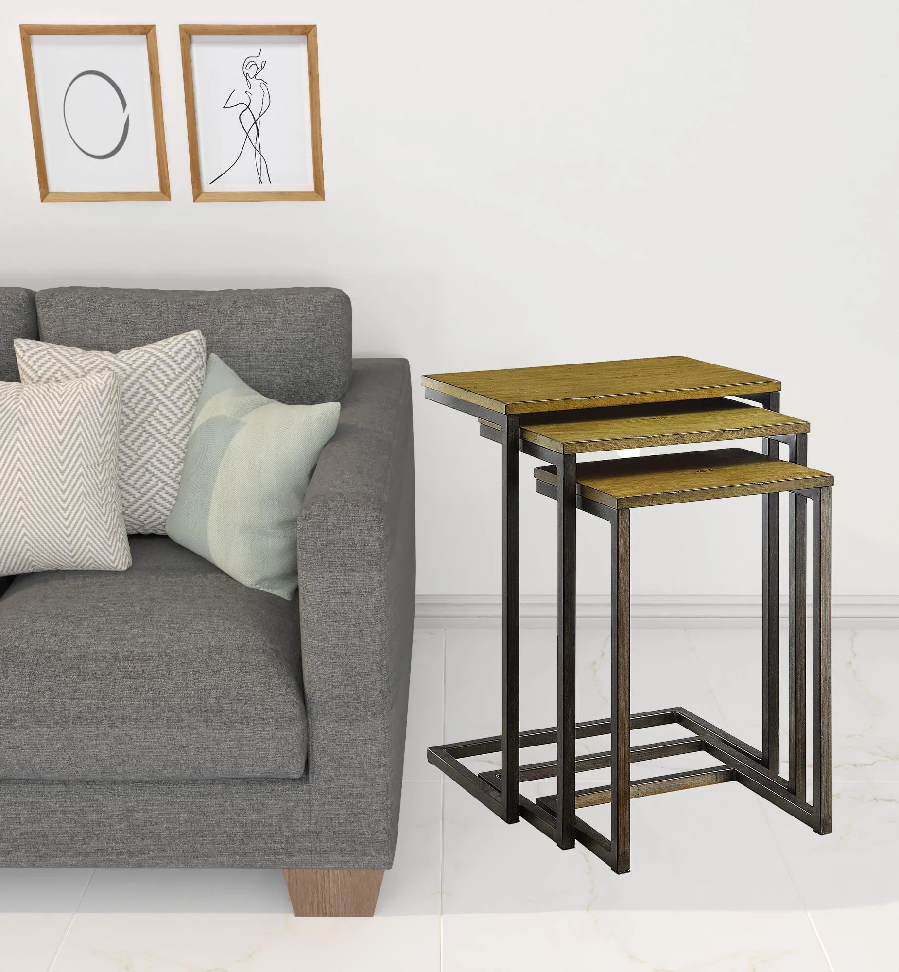 24" Black And Brown Solid Wood Rectangular End Table By Homeroots - Image 2