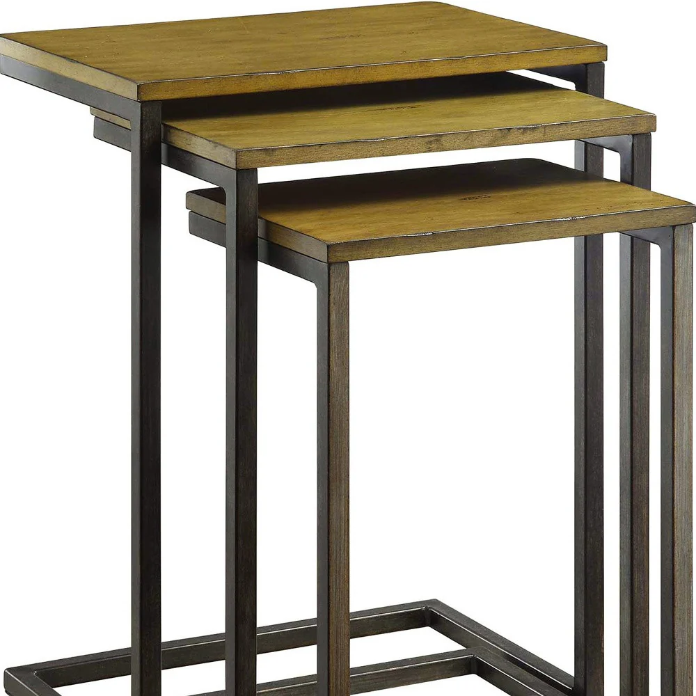 24" Black And Brown Solid Wood Rectangular End Table By Homeroots - Image 4