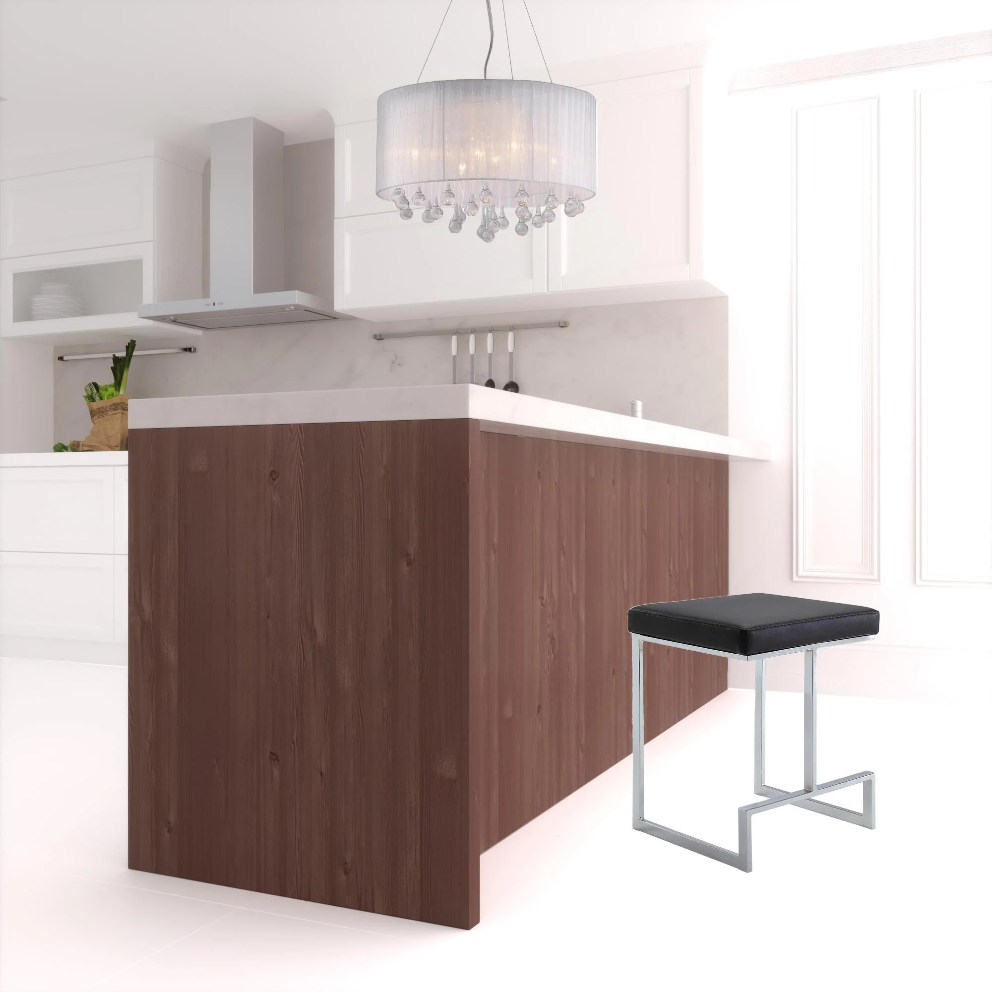 24" Black Faux Leather And Steel Backless Counter Height Bar Chair By Homeroots - Image 3