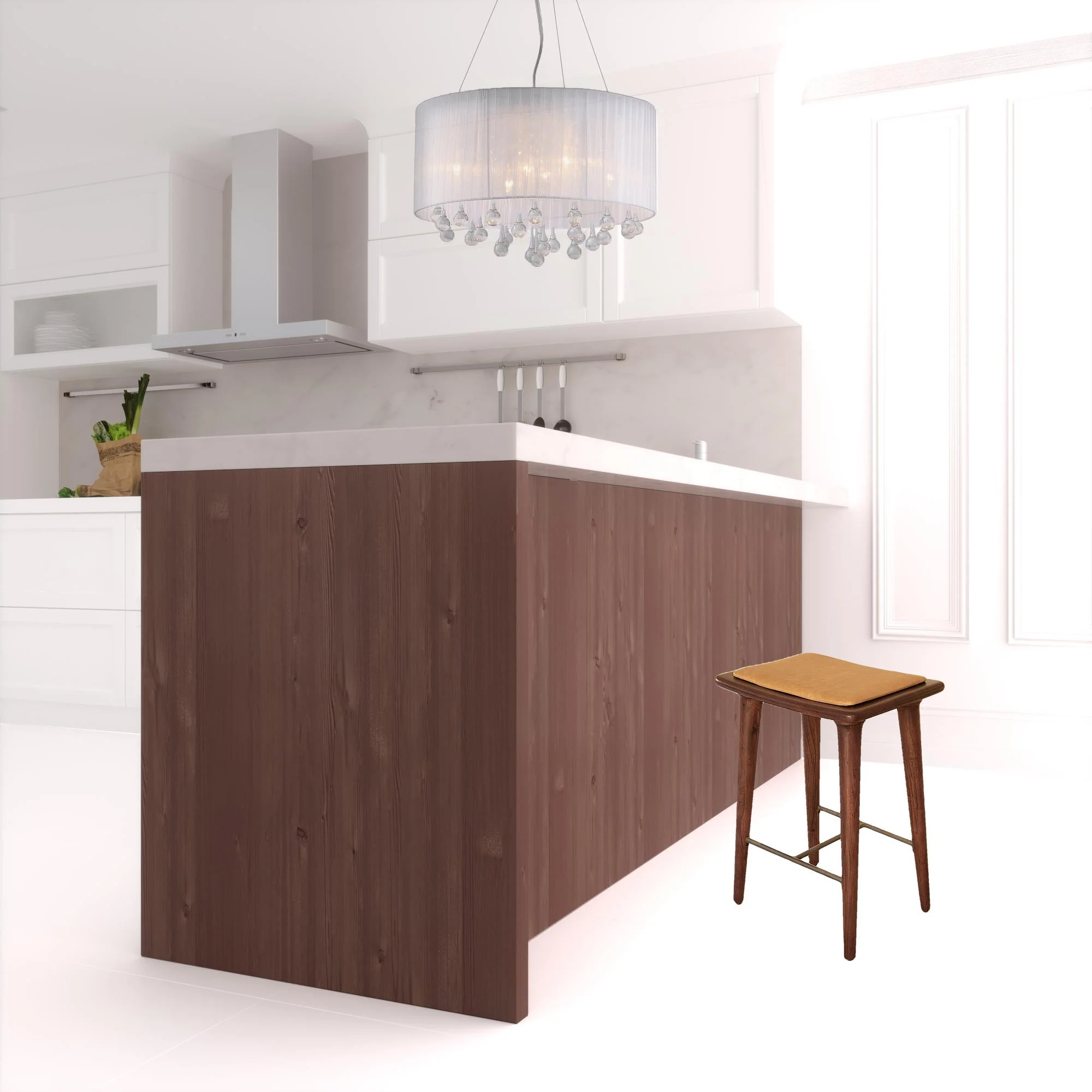 24" Brown Solid Wood and Leather Backless Counter Height Bar Chair By Homeroots - Image 2