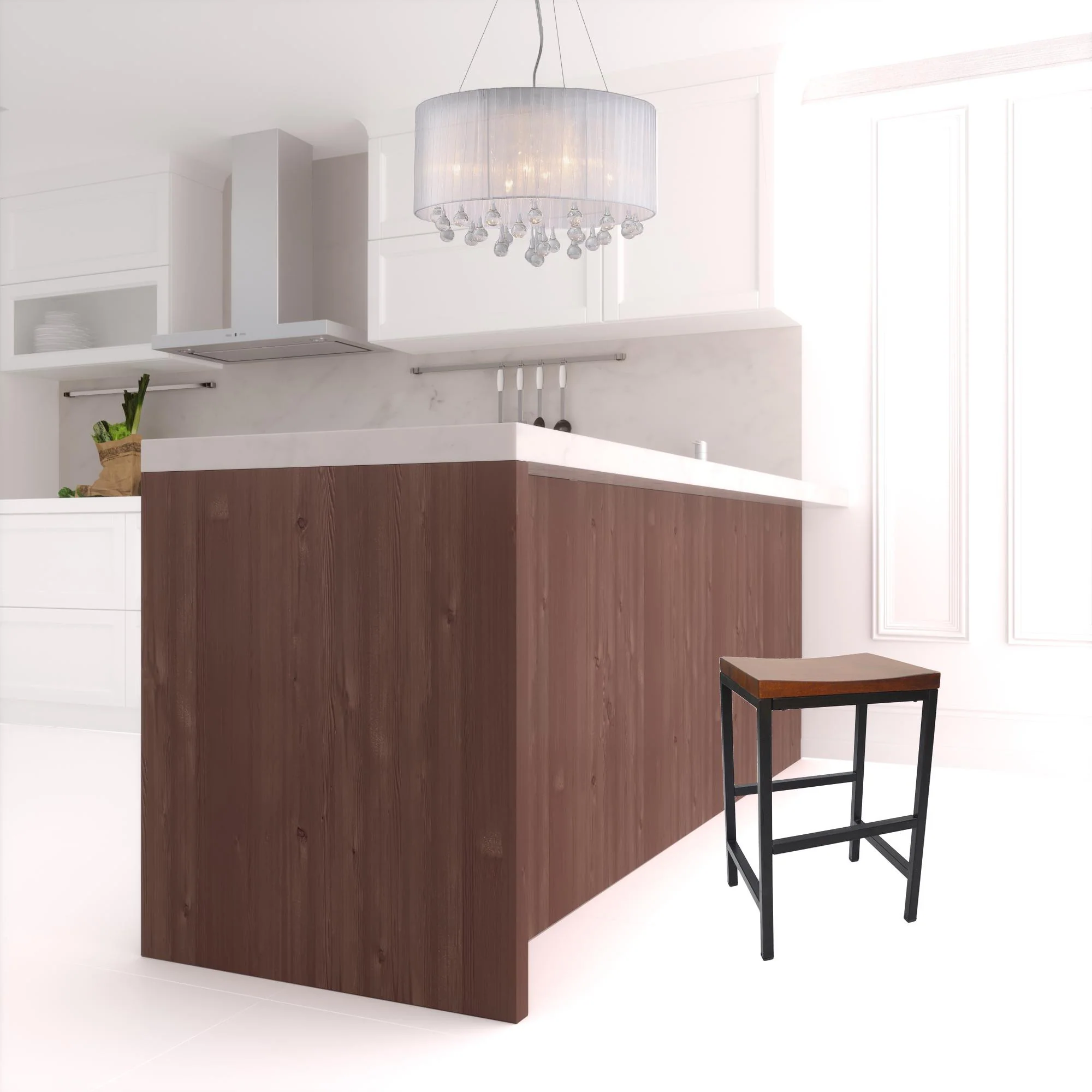 24" Chestnut Brown and Black Backless Counter Height Bar Chair With Footrest By Homeroots - Image 2