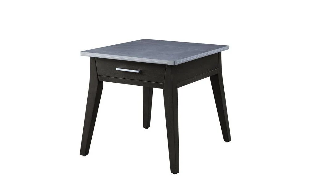 24" Dark Brown And Gray Sintered Stone Manufactured Wood Rectangular End Table With Drawer By Homeroots