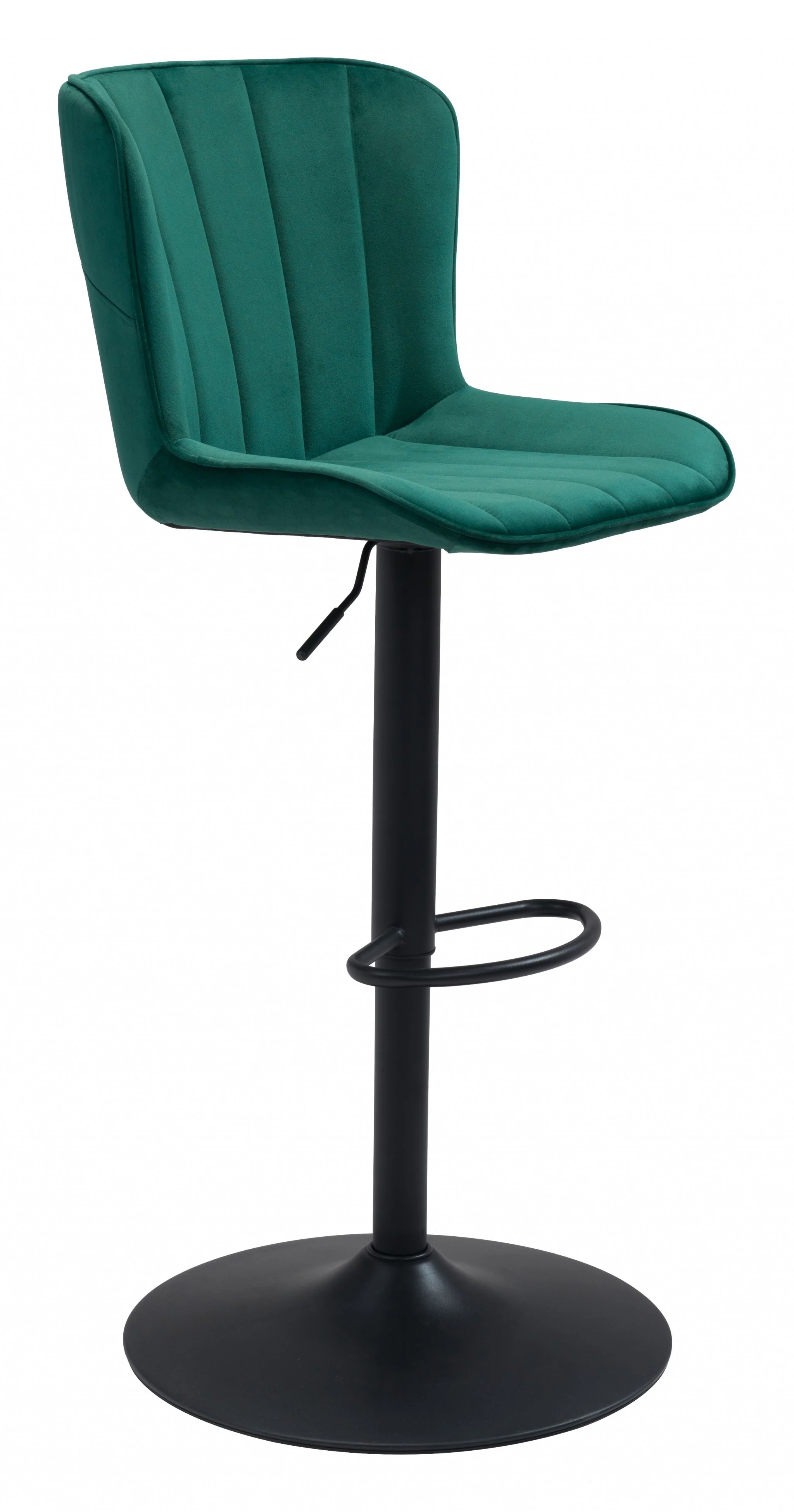24" Green And Black Steel Swivel Low Back Counter Height Bar Chair With Footrest By Homeroots - Image 2