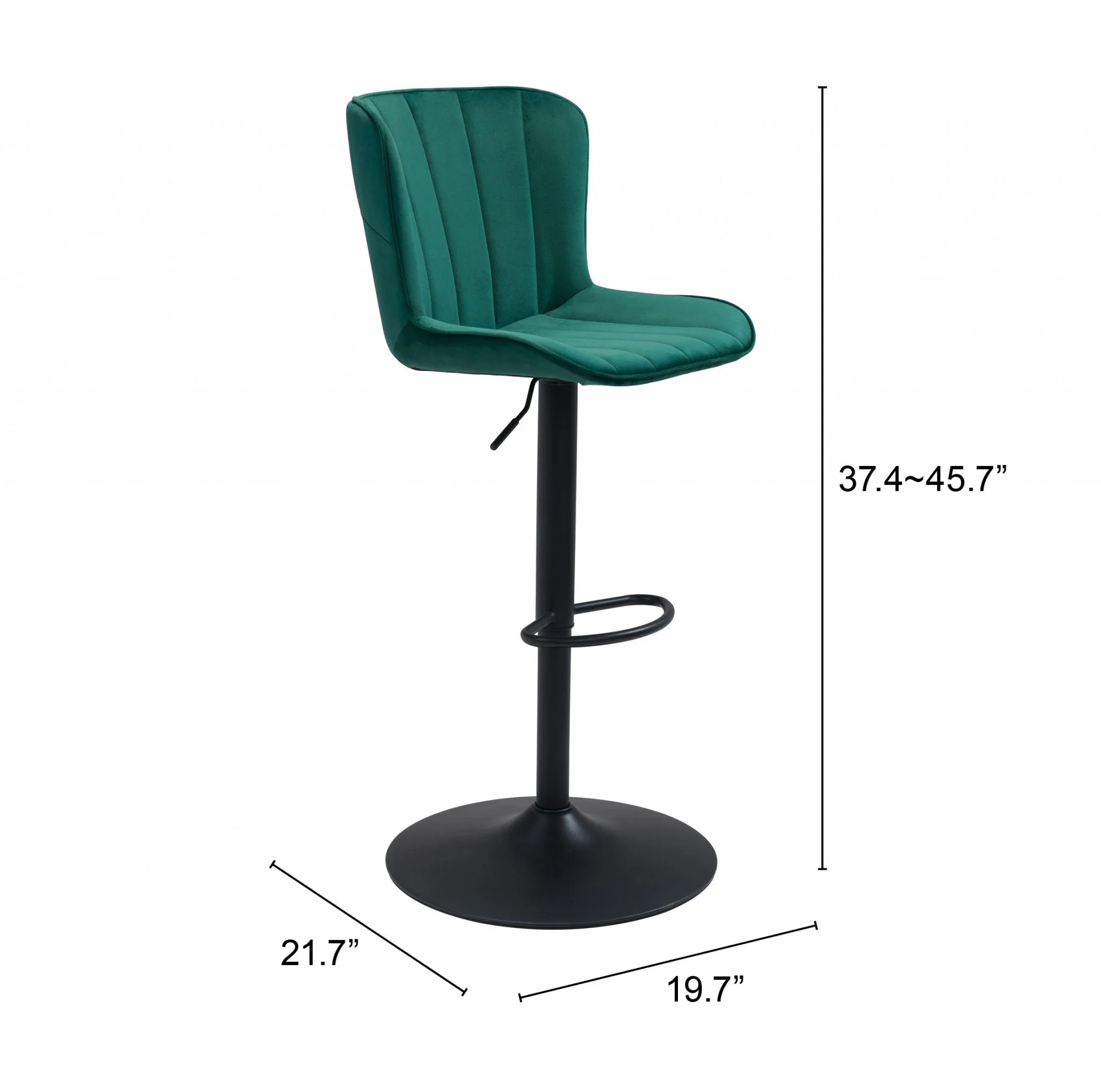 24" Green And Black Steel Swivel Low Back Counter Height Bar Chair With Footrest By Homeroots - Image 7