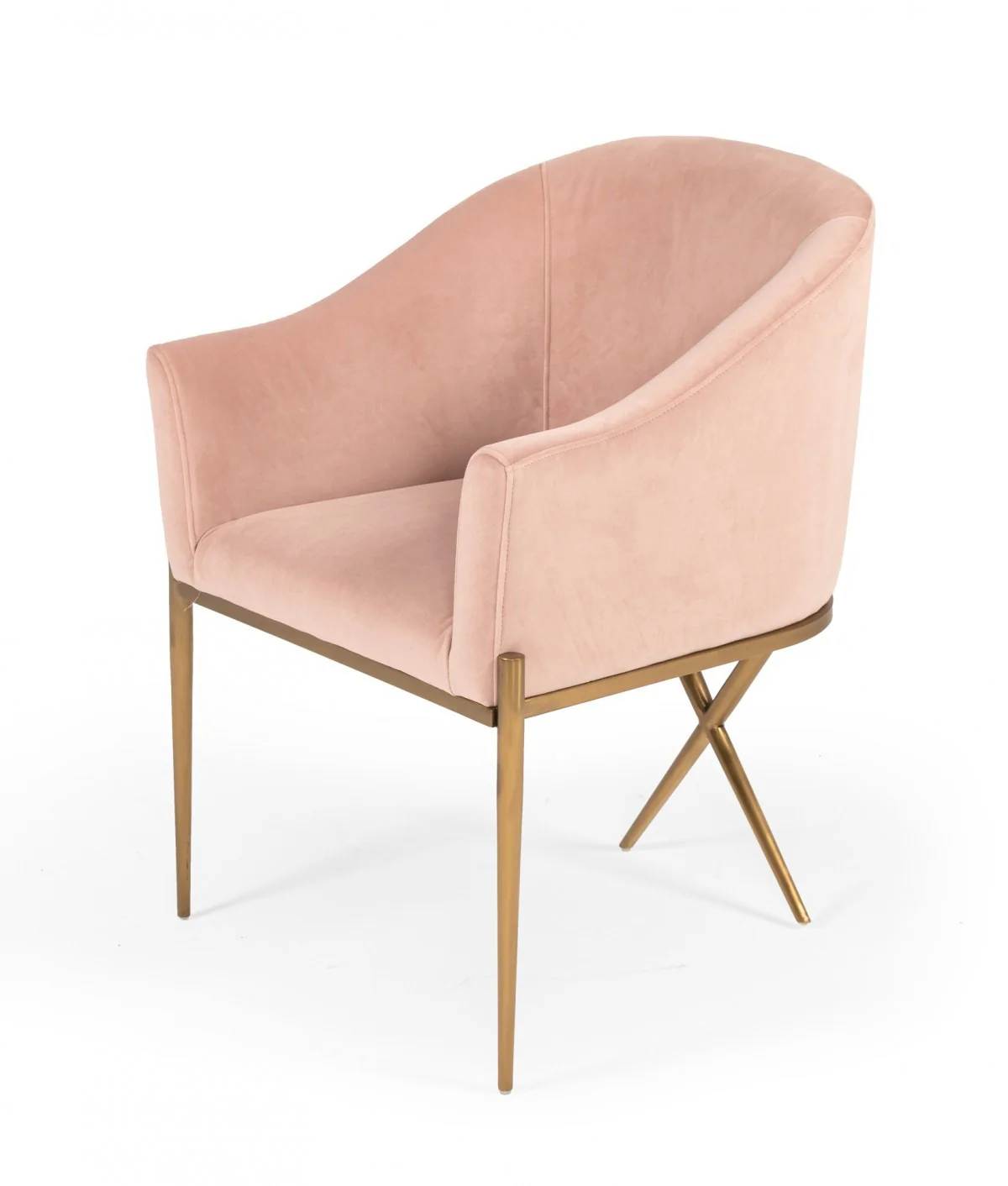 25" Pink Velvet And Gold Solid Color Arm Chair By Homeroots