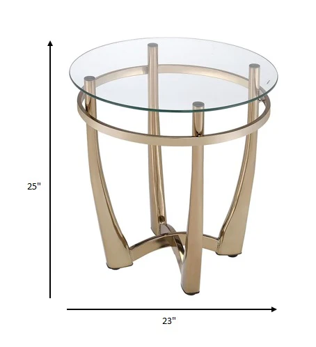 25' X 23' Champagne And Clear Glass End Table By Homeroots - Image 3