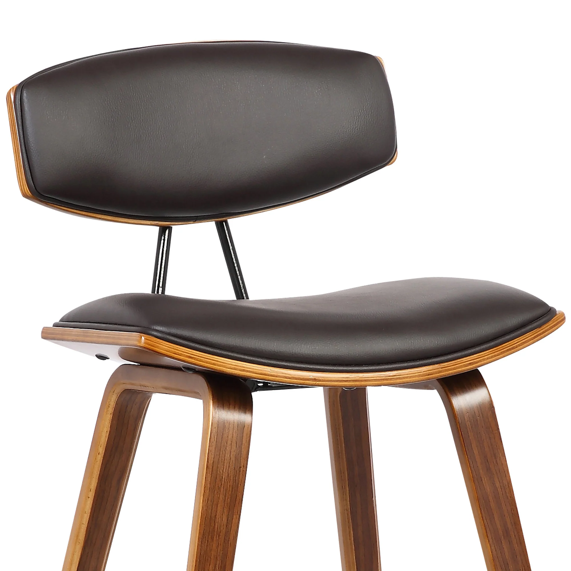 26” Brown Faux Leather Mid Century Modern Bar Stool By Homeroots - Image 6