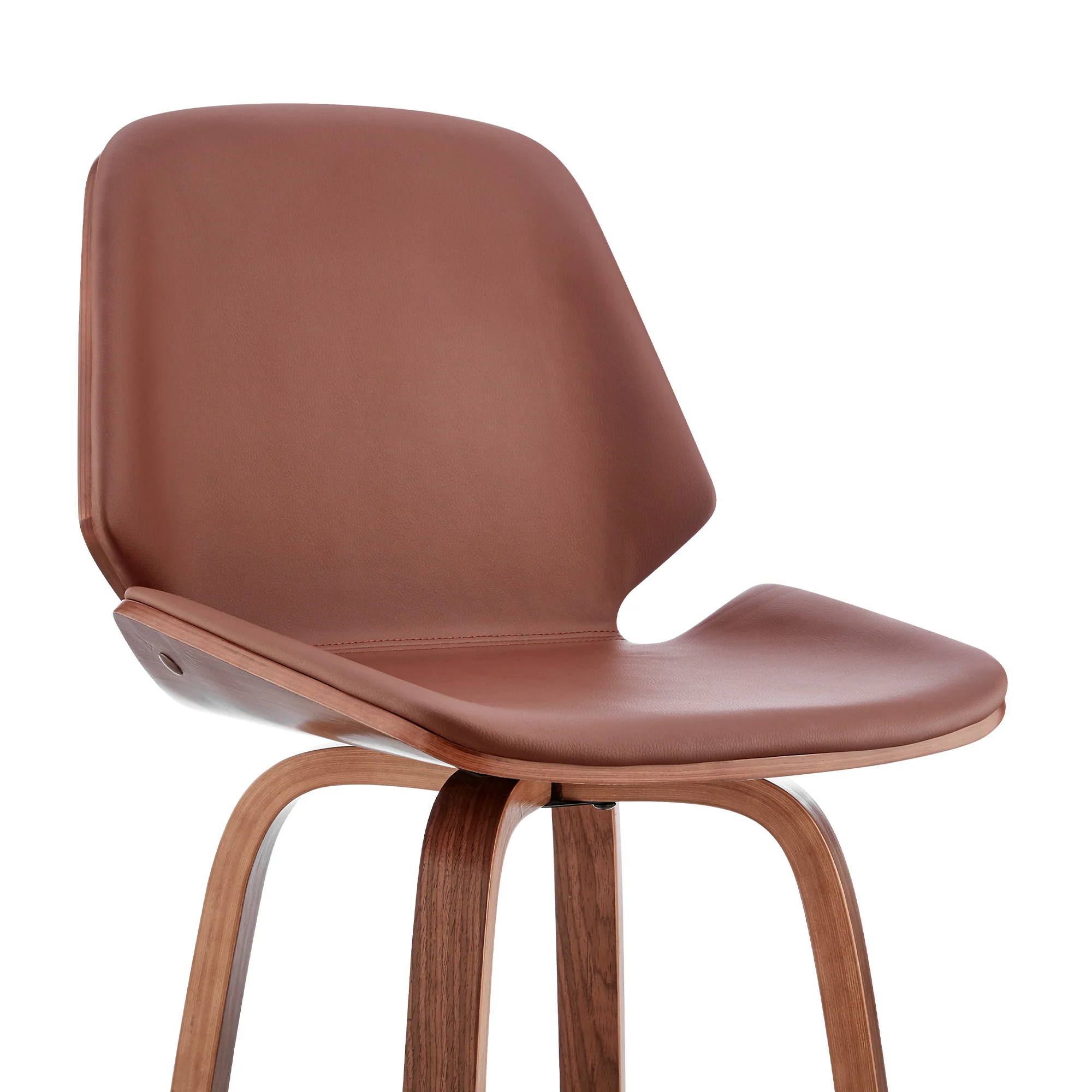 26" Brown Faux Leather Swivel Seat Wooden Bar Stool By Homeroots - Image 7