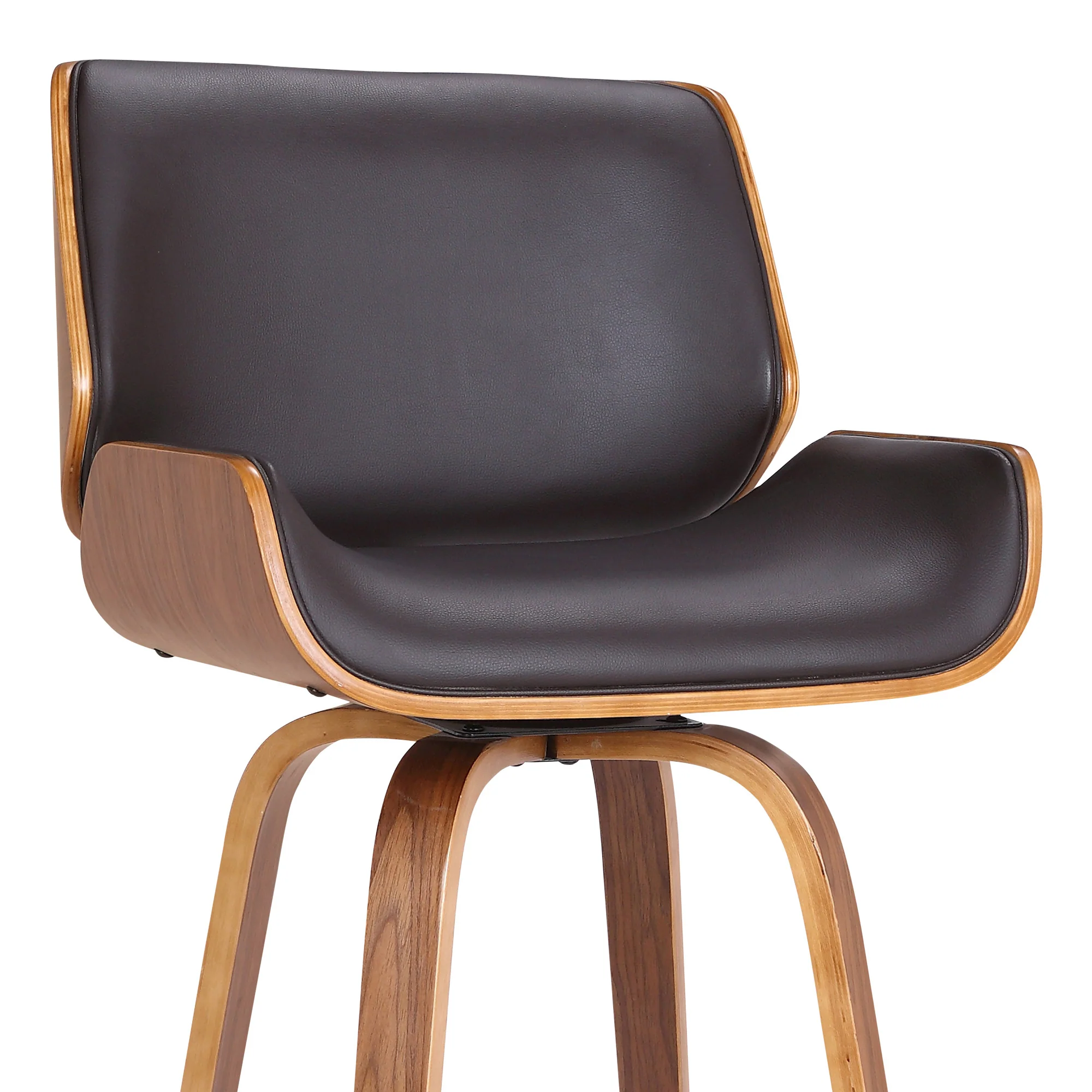 26" Brown Faux Leather Wooden Base Bar Stool By Homeroots - Image 6