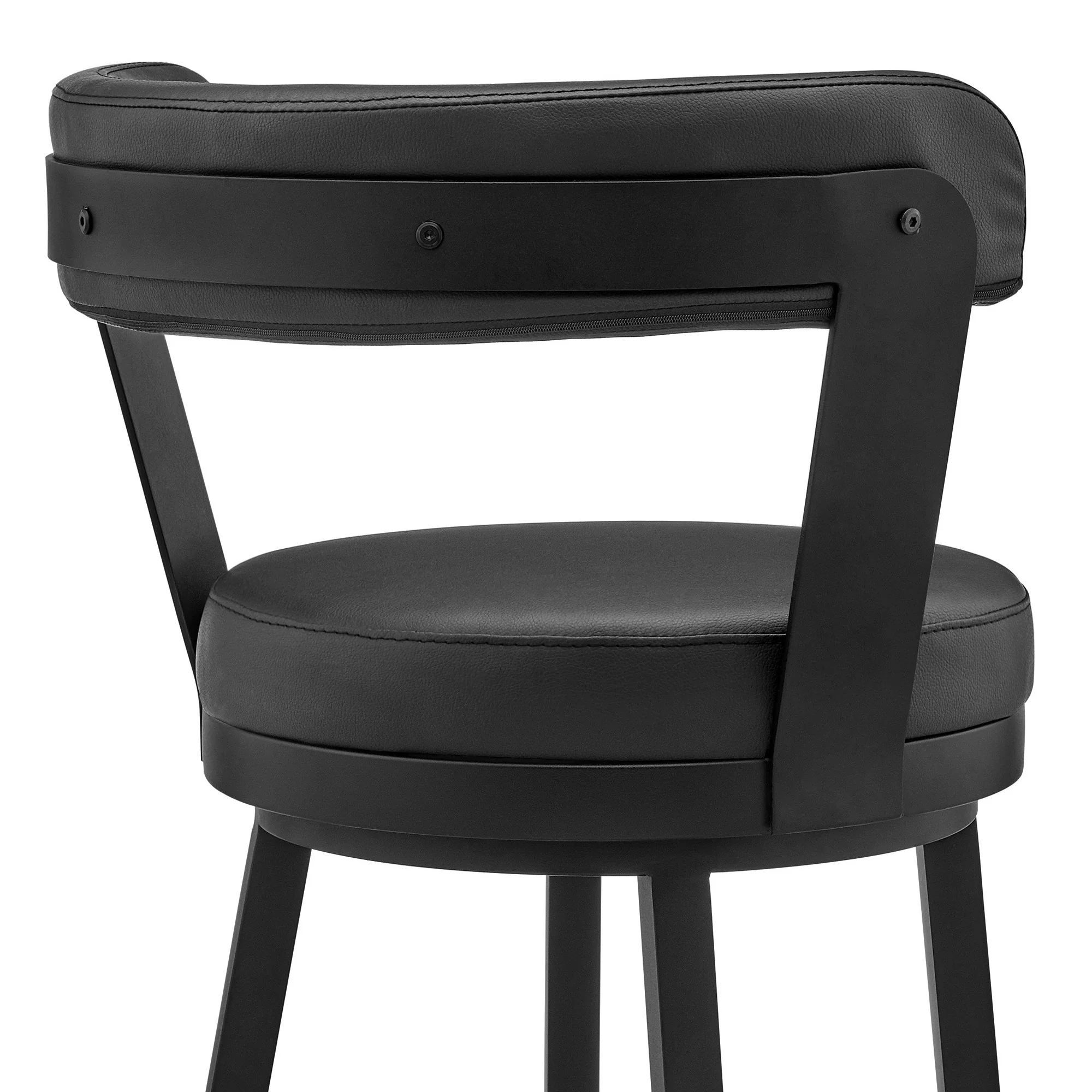 26" Chic Black Faux Leather with Black Finish Swivel Bar Stool By Homeroots - Image 8