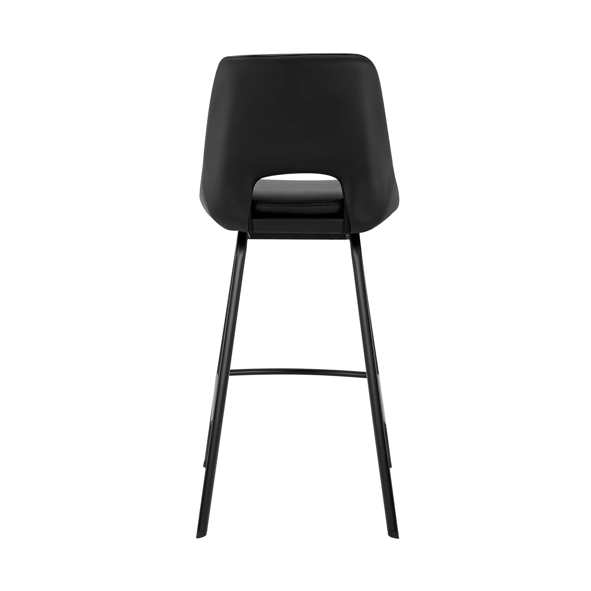 26" Elegant Black Faux Leather and Black Metal Armless Swivel Counter Stool By Homeroots - Image 6