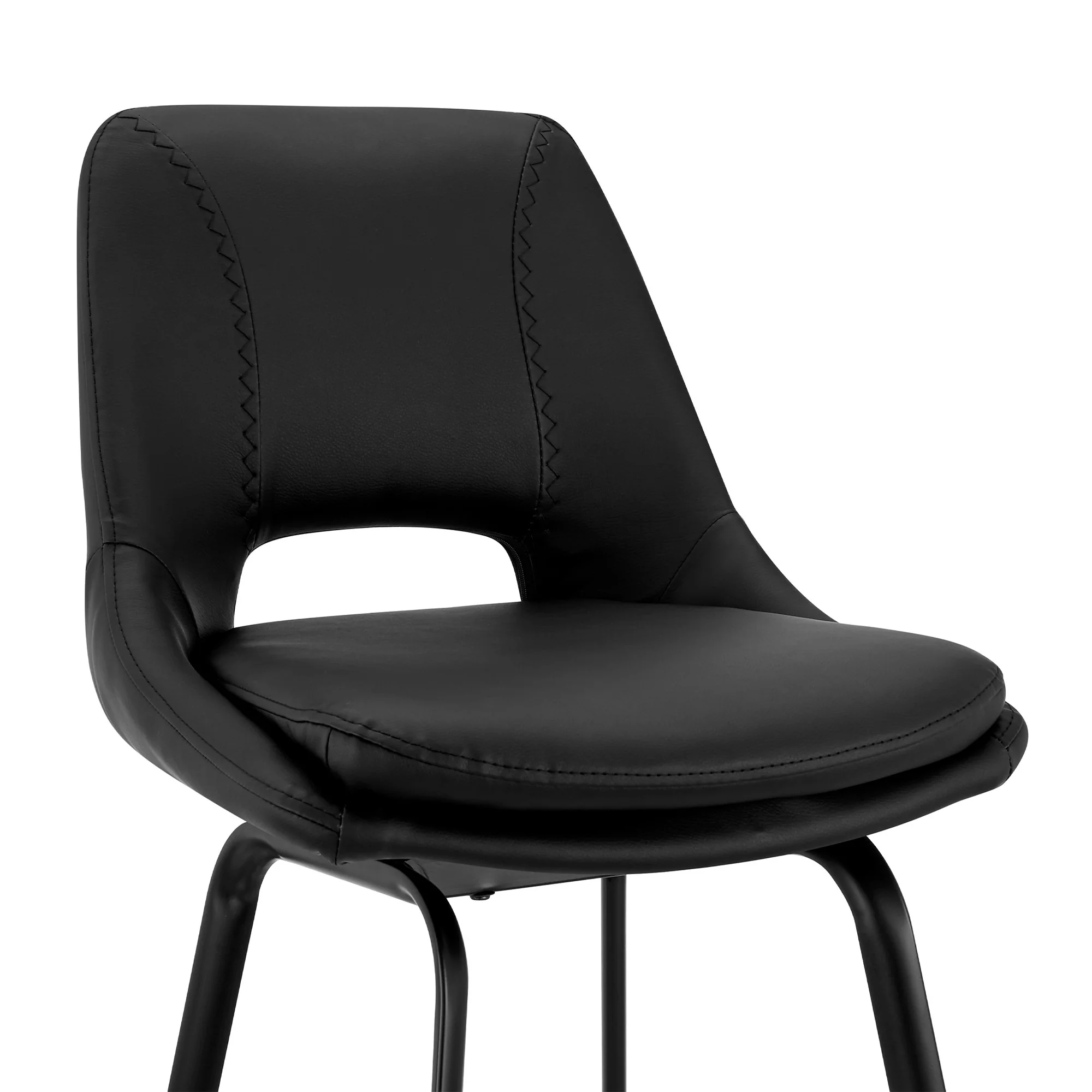 26" Elegant Black Faux Leather and Black Metal Armless Swivel Counter Stool By Homeroots - Image 7