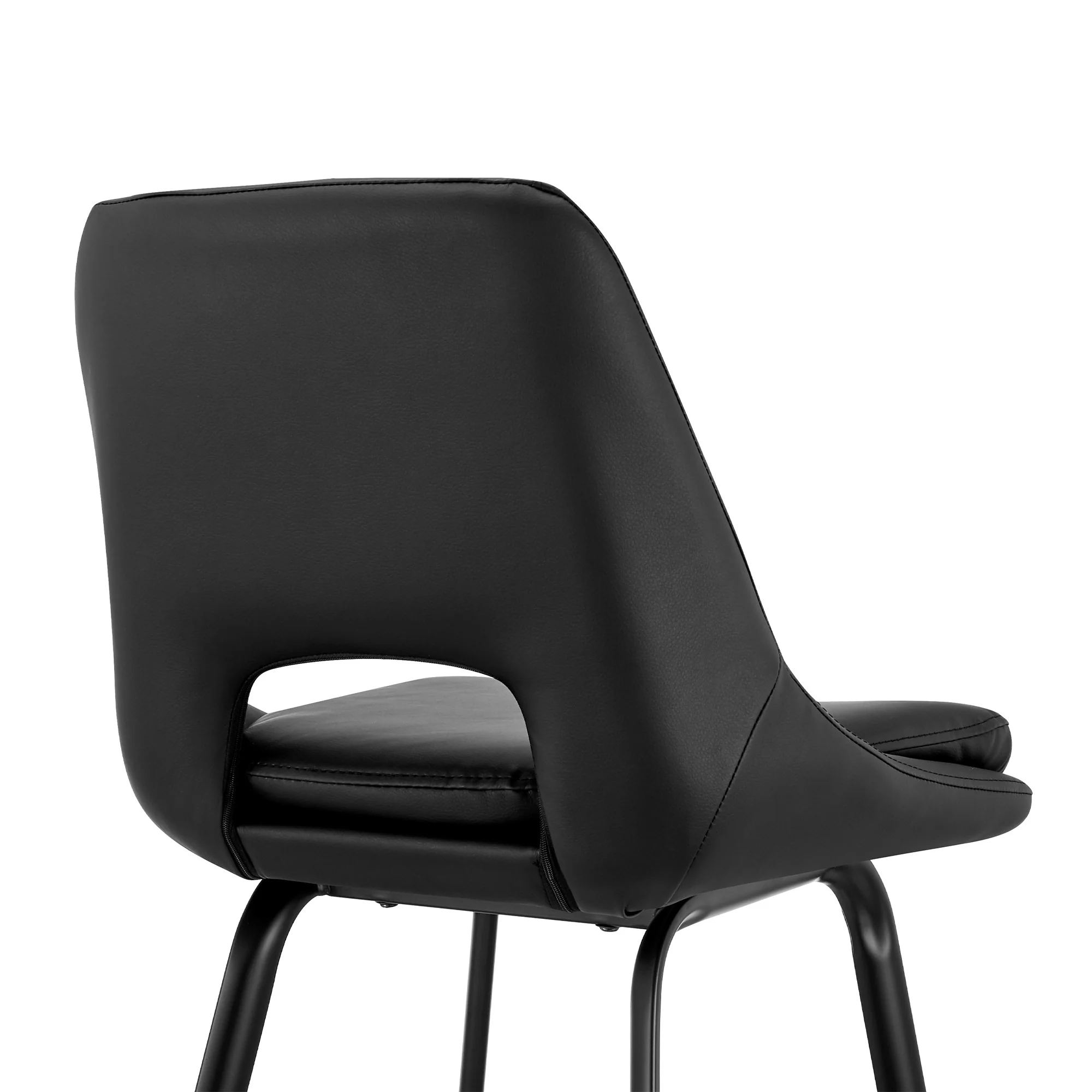 26" Elegant Black Faux Leather and Black Metal Armless Swivel Counter Stool By Homeroots - Image 8
