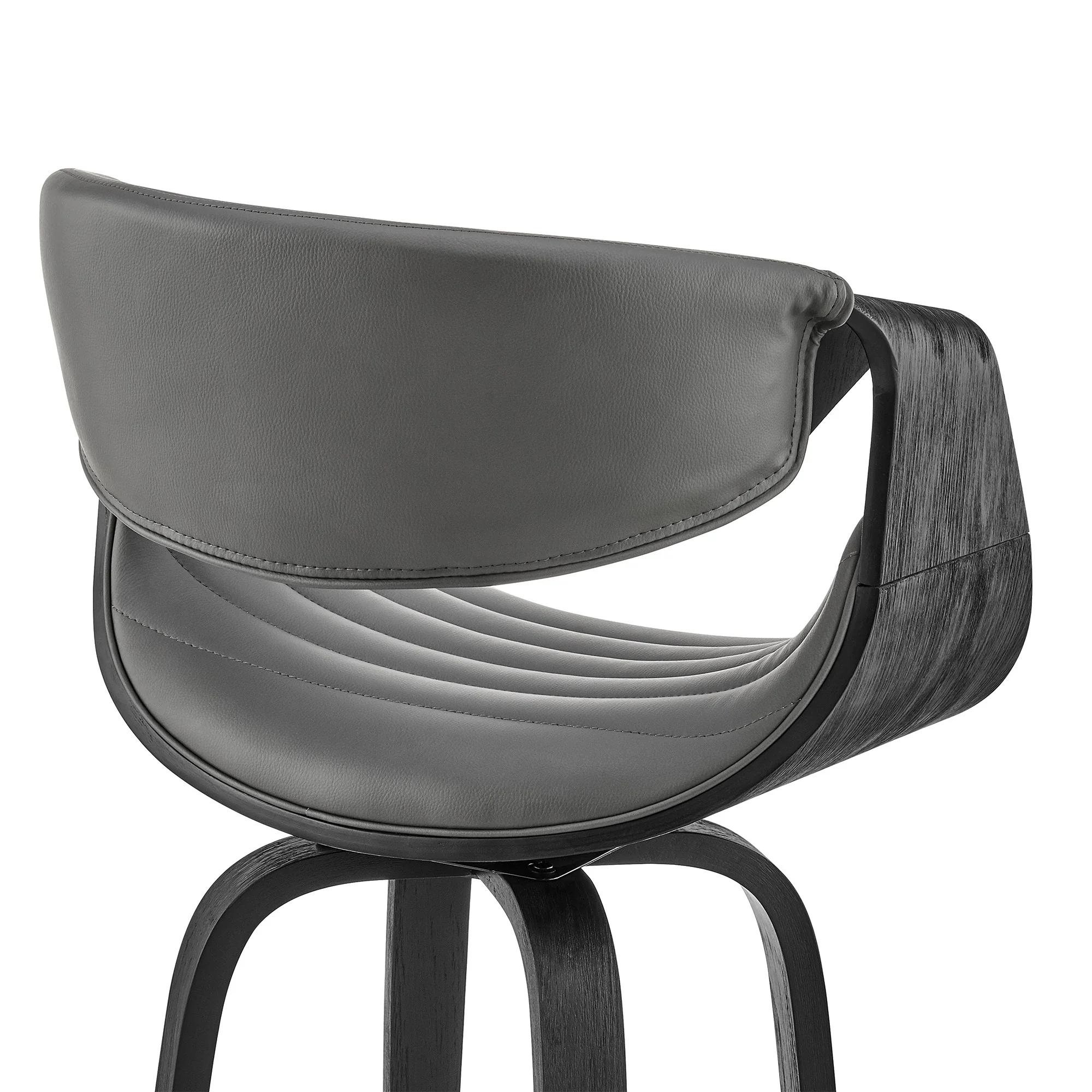 26" Grey Faux Leather and Black Wood Retro Chic Counter Stool By Homeroots - Image 8