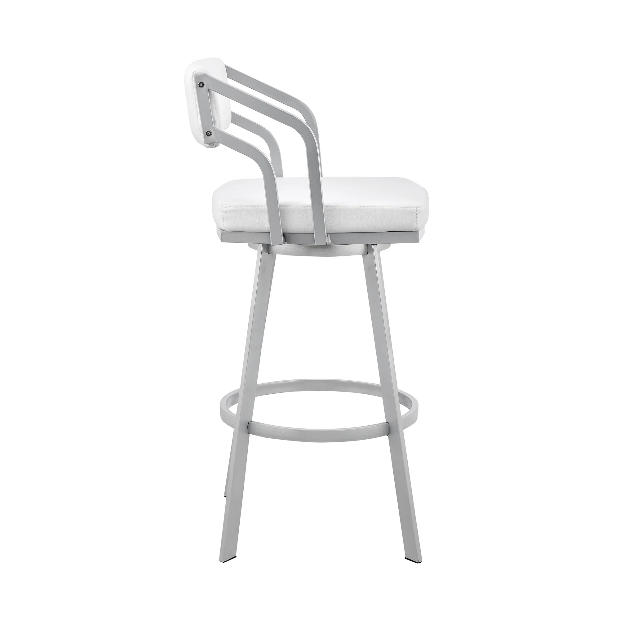 26" Timeless White Faux Leather Bar Stool By Homeroots - Image 4