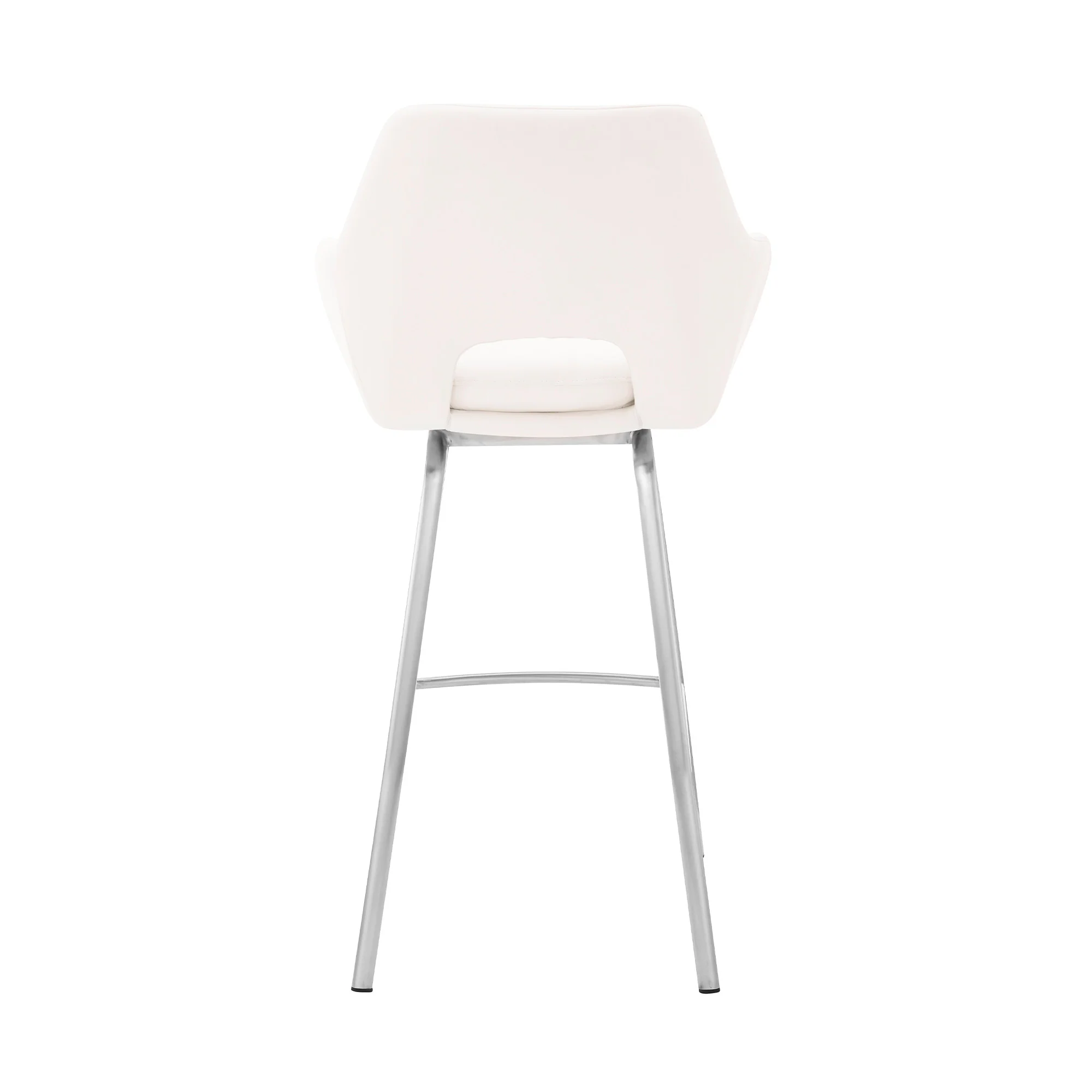 26" White Faux Leather and Stainless Steel Swivel Counter Stool By Homeroots - Image 6