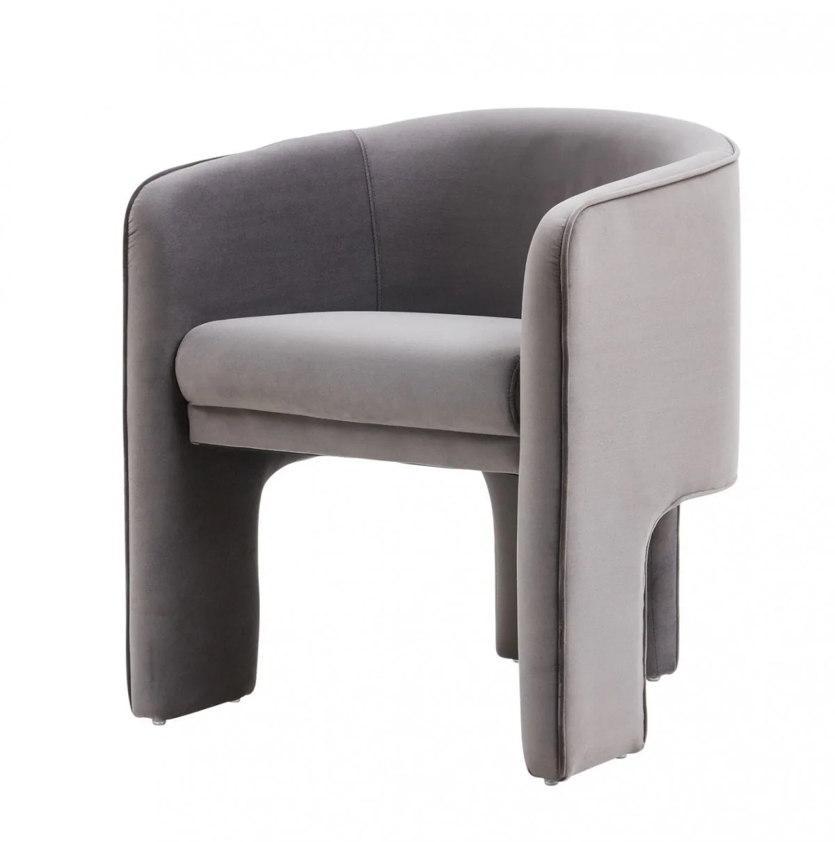 28" Contemporary Dark Gray Velvet Three Legged Chair By Homeroots