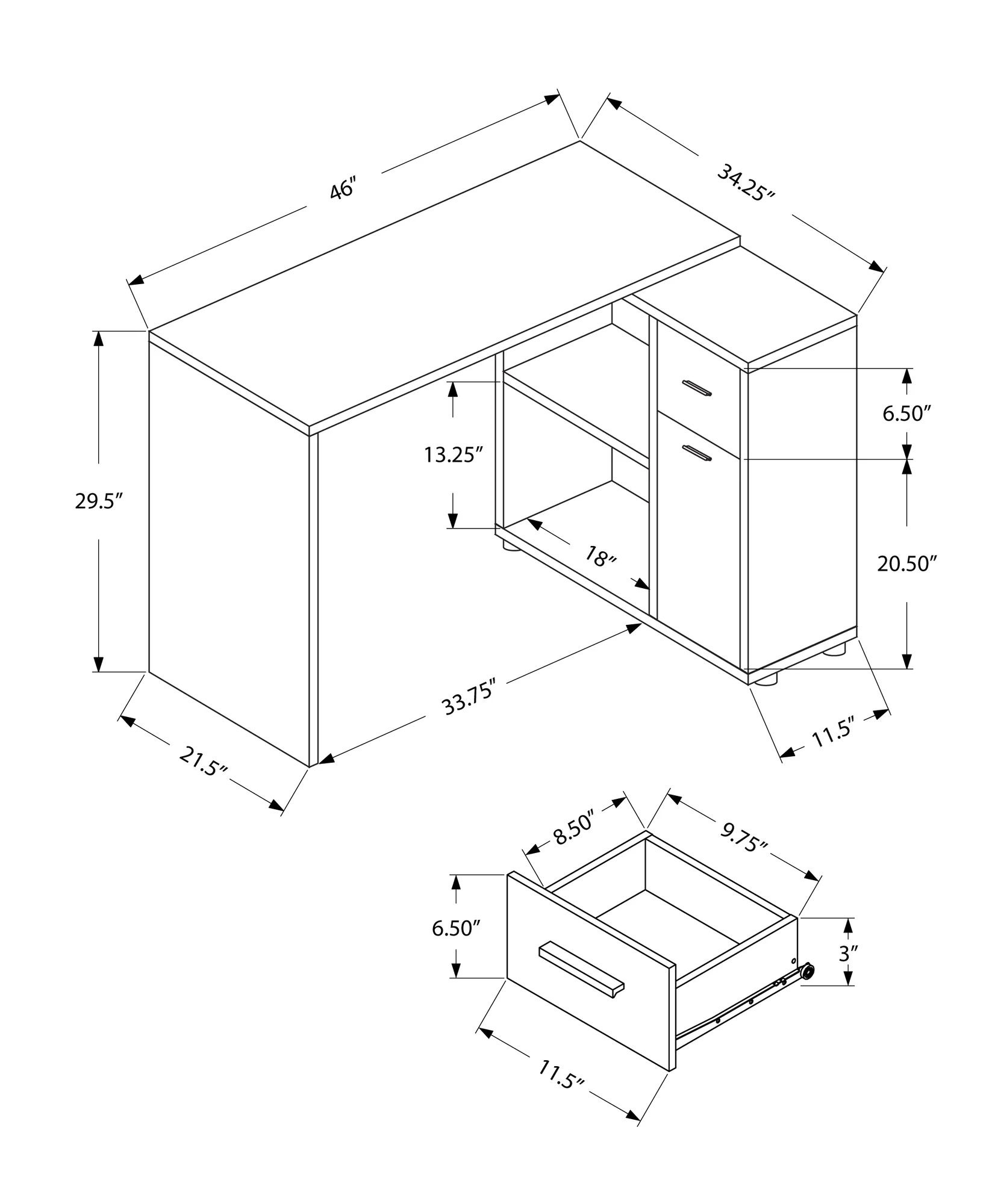 29.5" Particle Board and Laminate Computer Desk with a Storage Cabinet By Homeroots - Image 4
