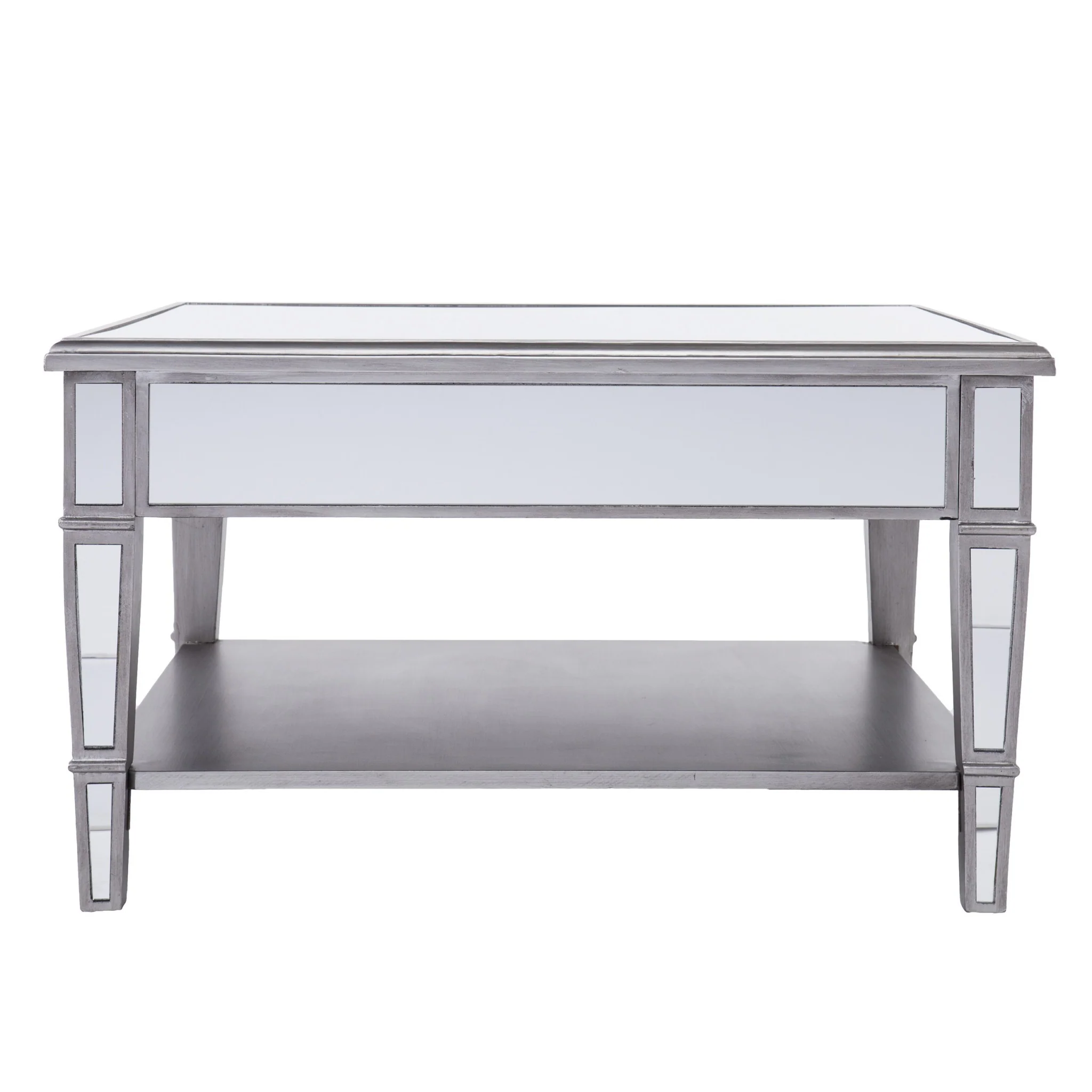 29" Silver Mirrored Glass Square Coffee Table By Homeroots - Image 2