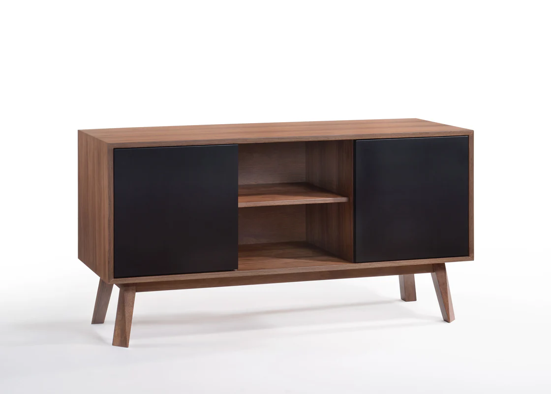 29' Walnut And Black Veneer Mdf And Wood Buffet By Homeroots
