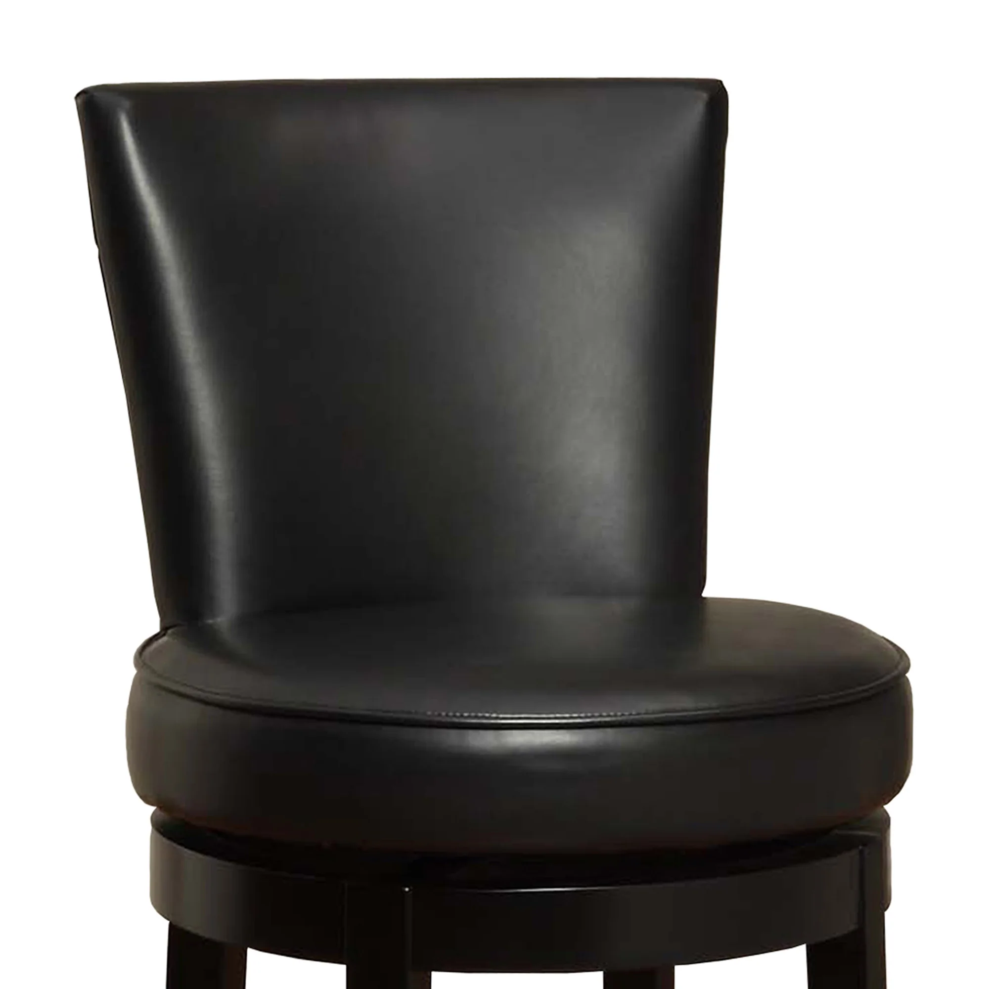 30" Black Faux Leather Round Seat Black Wood Swivel Armless Bar Stool By Homeroots - Image 3
