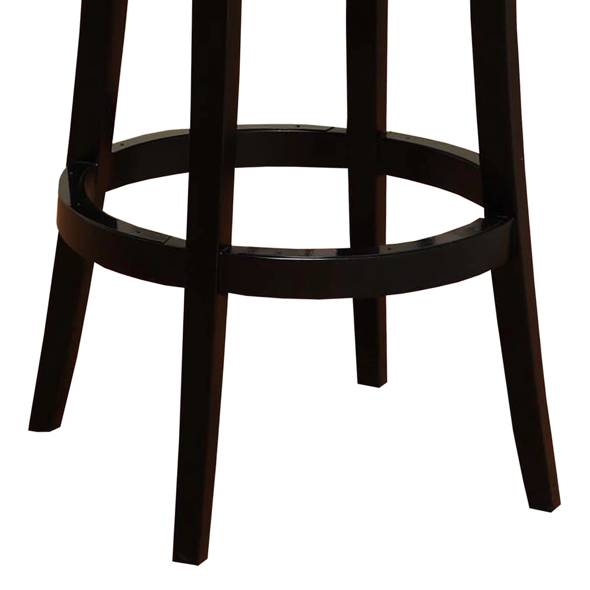 30" Black Faux Leather Round Seat Black Wood Swivel Armless Bar Stool By Homeroots - Image 4