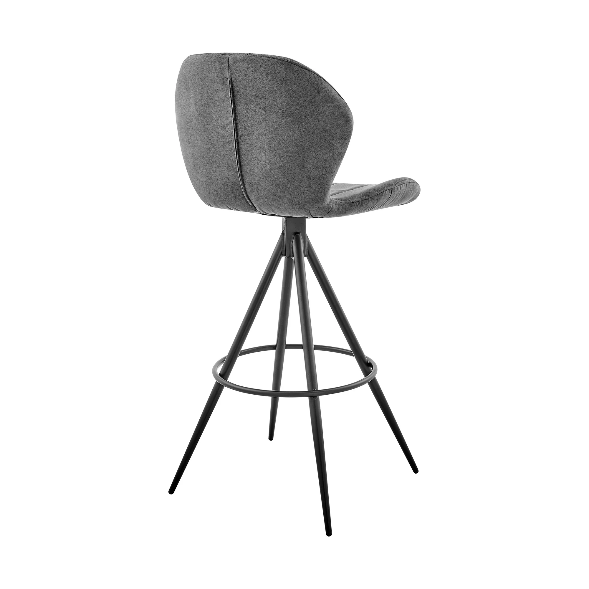 30" Charcoal Gray and Black Microfiber Squared Channel Bar Stool By Homeroots - Image 5