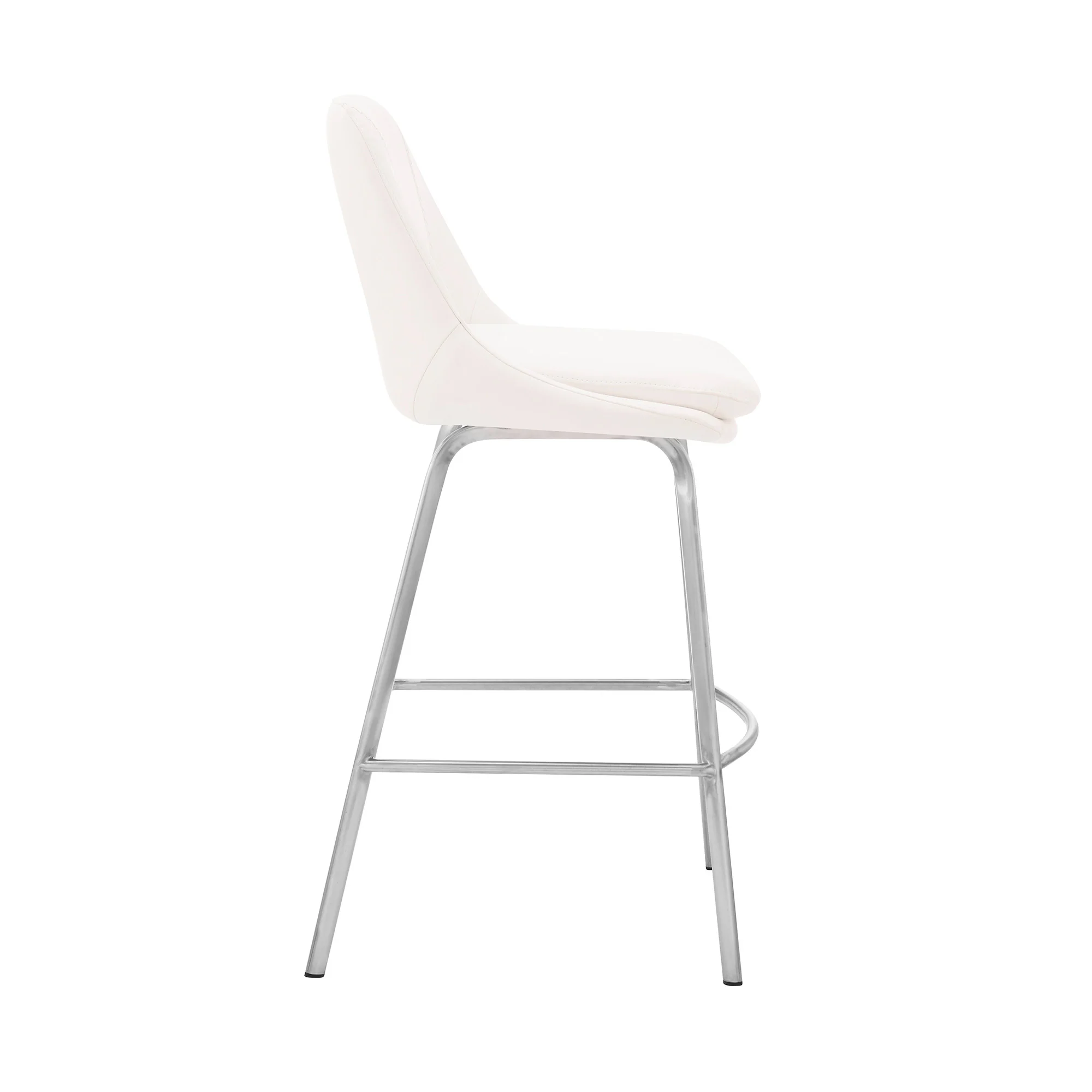 30" Elegant Grey Faux Leather Bar Stool with Stainless Steel Frame By Homeroots - Image 4