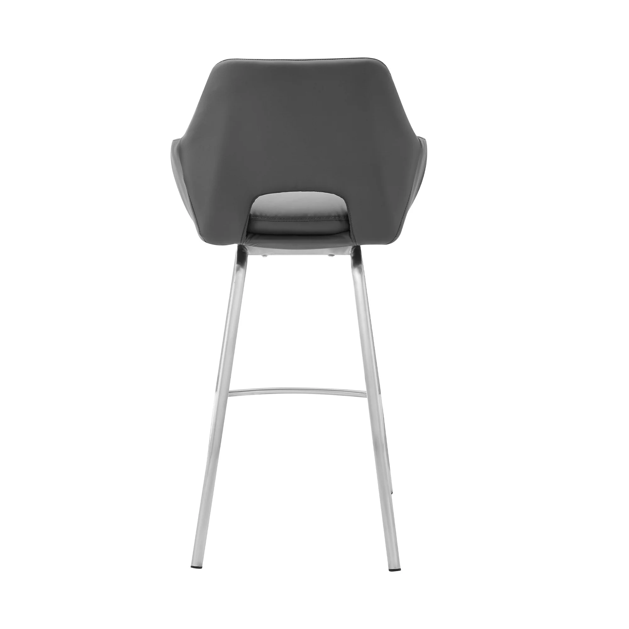 30" Gray on Stainless Faux Leather Comfy Swivel Bar Stool By Homeroots - Image 6