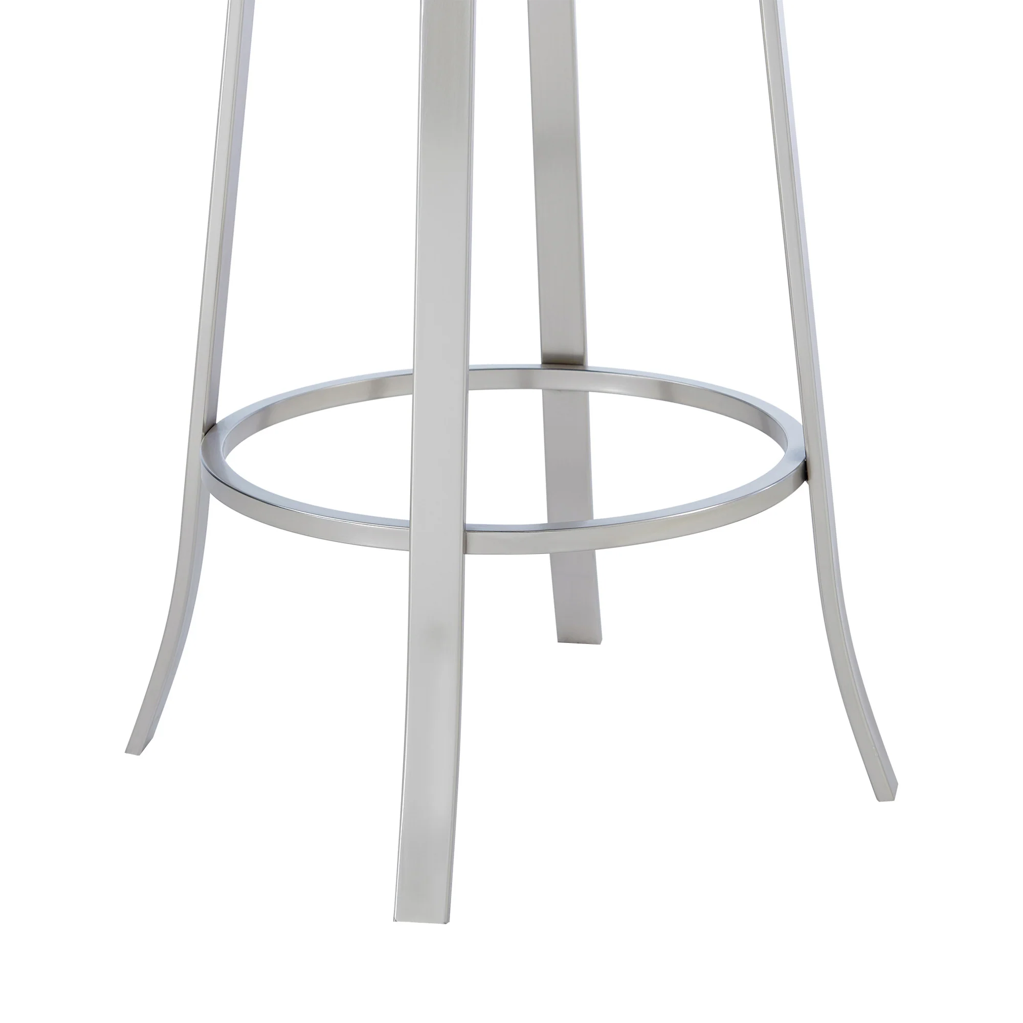 30" Grey Faux Leather Scroll Brushed Stainless Steel Swivel Bar Stool By Homeroots - Image 7