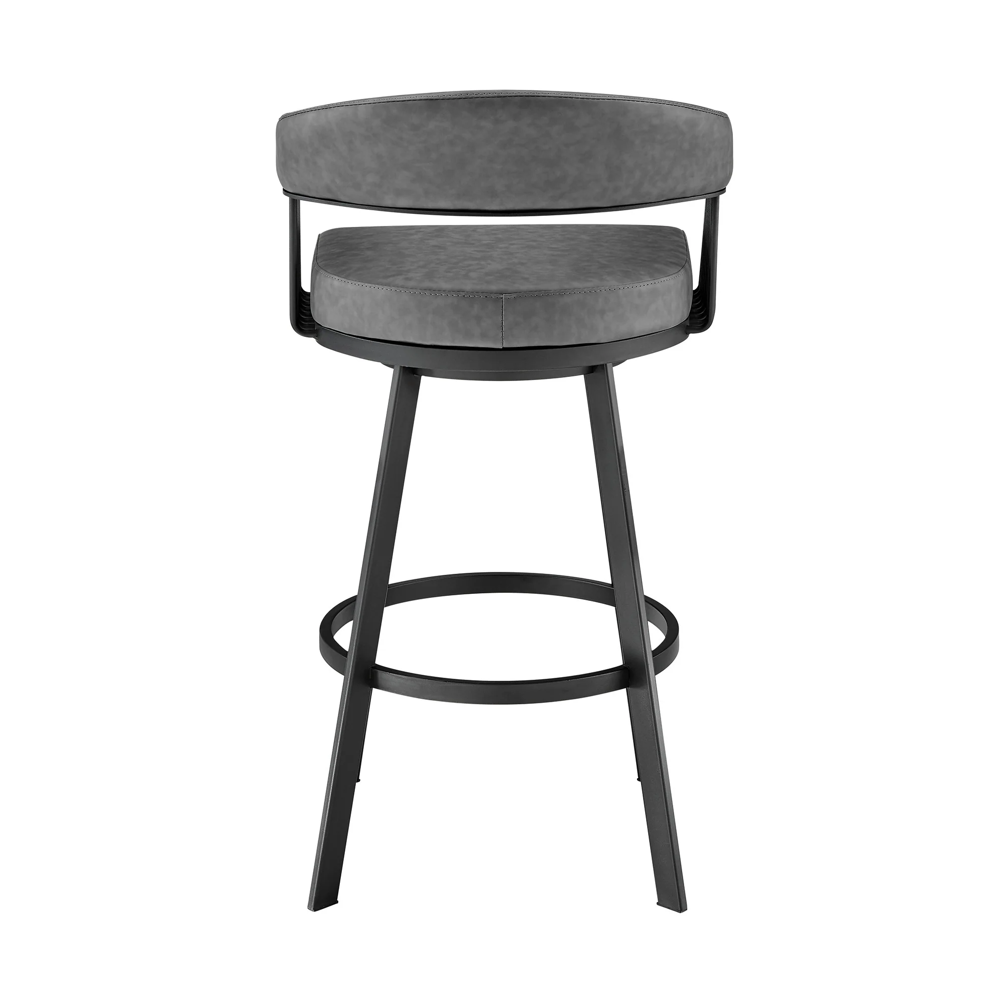 30" Mod Gray Faux Leather Black Finish Swivel Bar Stool By Homeroots - Image 6