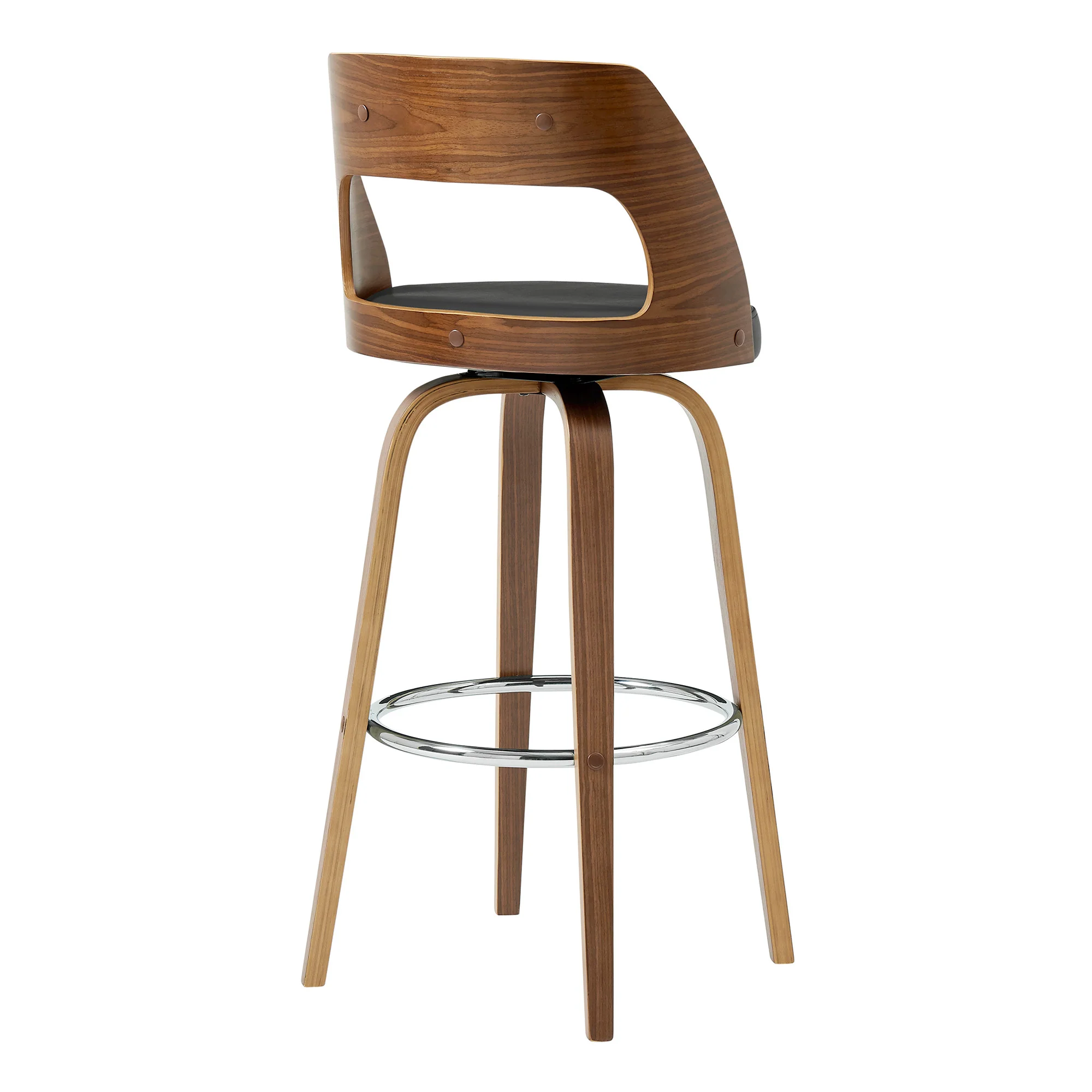 30" Retro Mod Grey Faux Leather and Walnut Swivel Counter Stool By Homeroots - Image 5