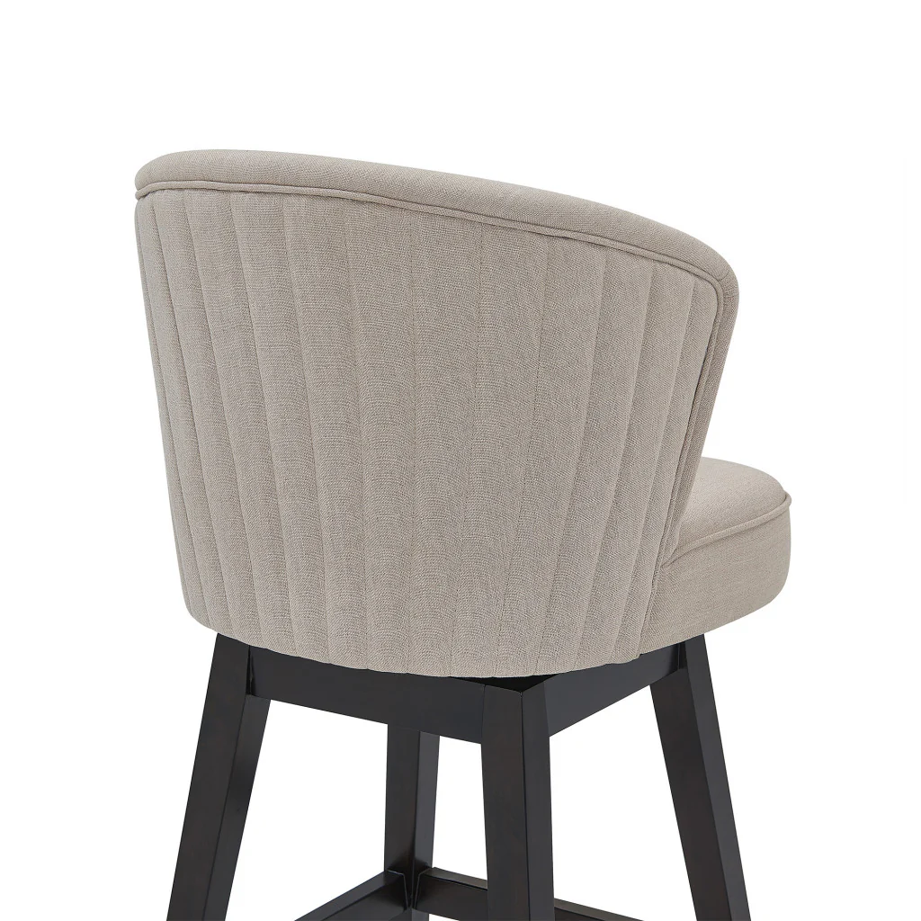 30" Tan Espresso Wood Fabric Swivel Bar Stool By Homeroots - Image 6