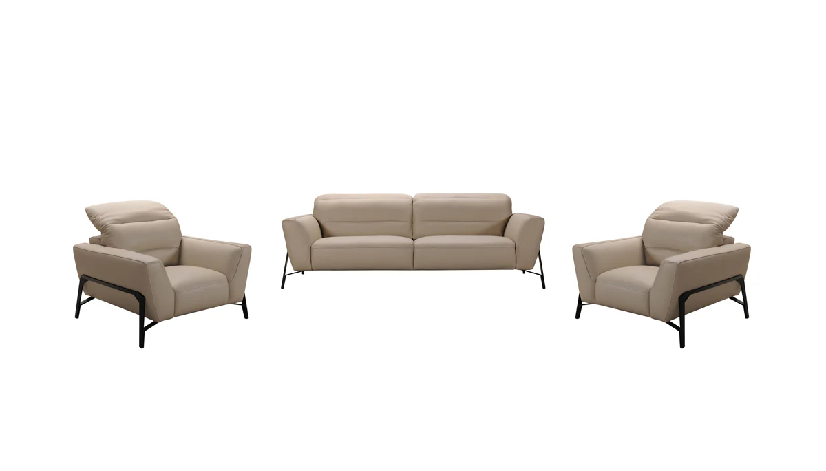 30' Taupe Leather Iron and Wood Sofa and Chair Set By Homeroots