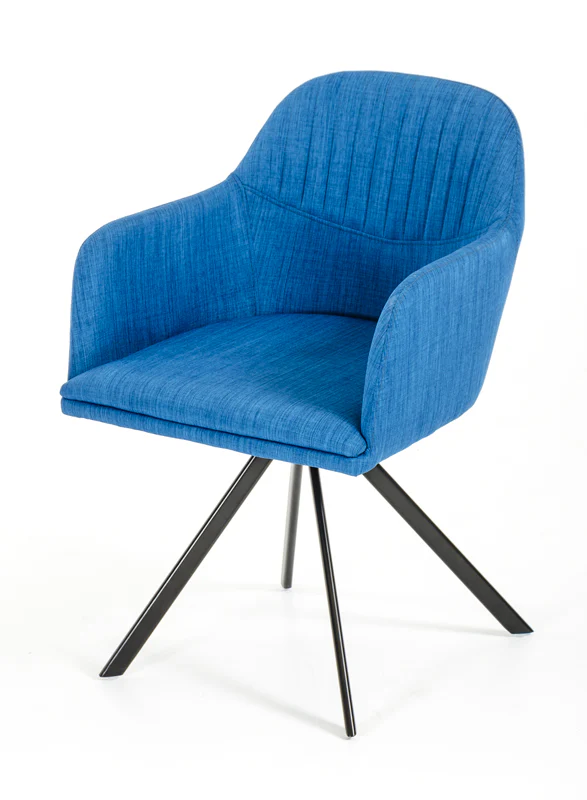 31' Blue Fabric And Metal Dining Arm Chair By Homeroots