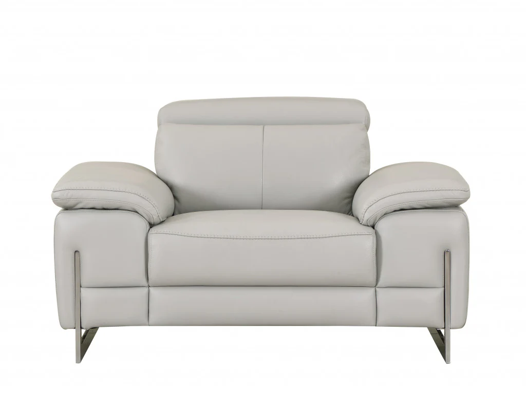 31" Light Grey Tasteful Leather Chair By Homeroots