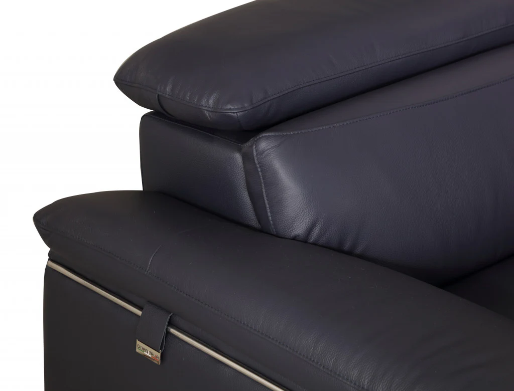 31" Navy Blue Genuine Italian Leather Loveseat By Homeroots - Image 4